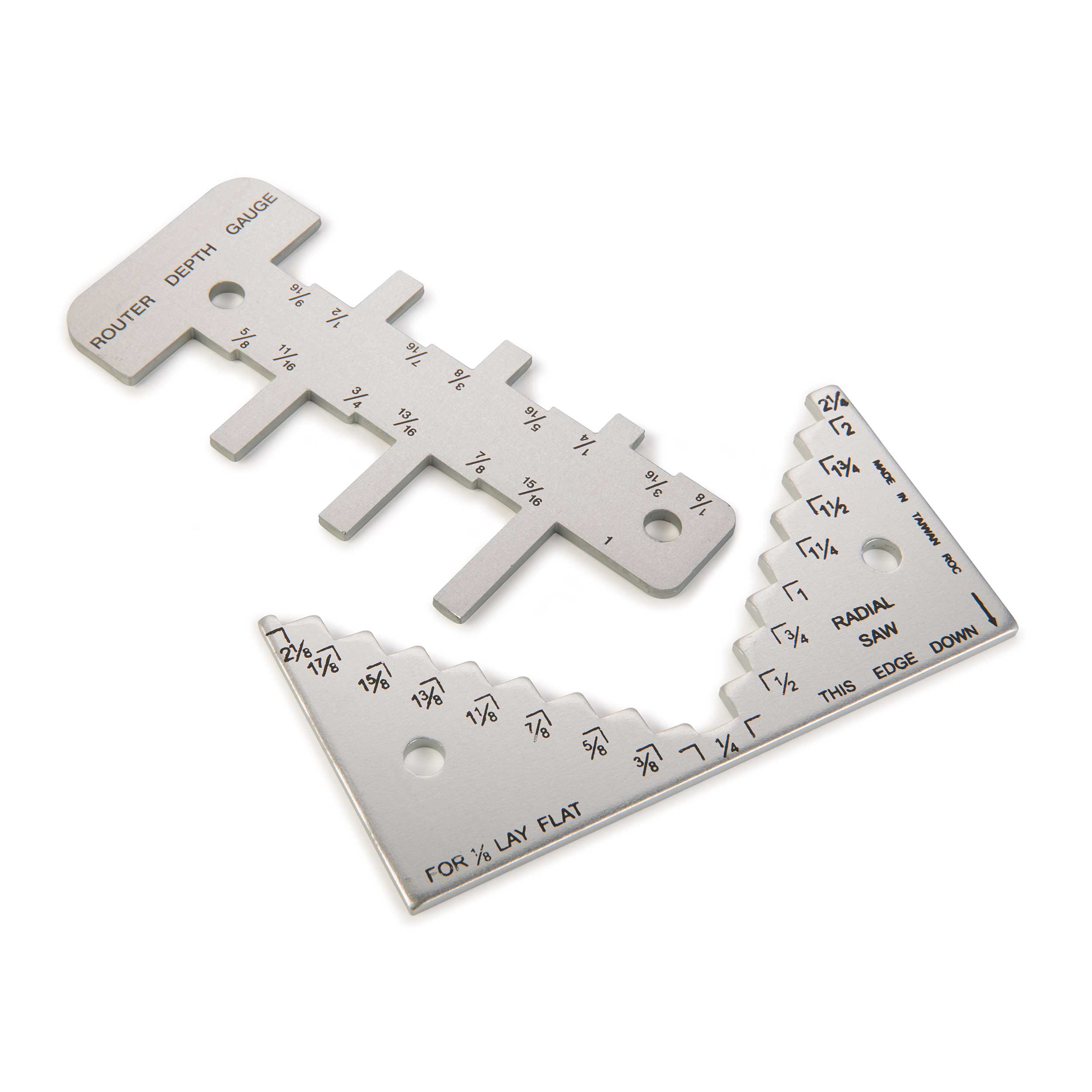 product: WoodRiver Router and Saw Depth Gauge - 2 Piece shown