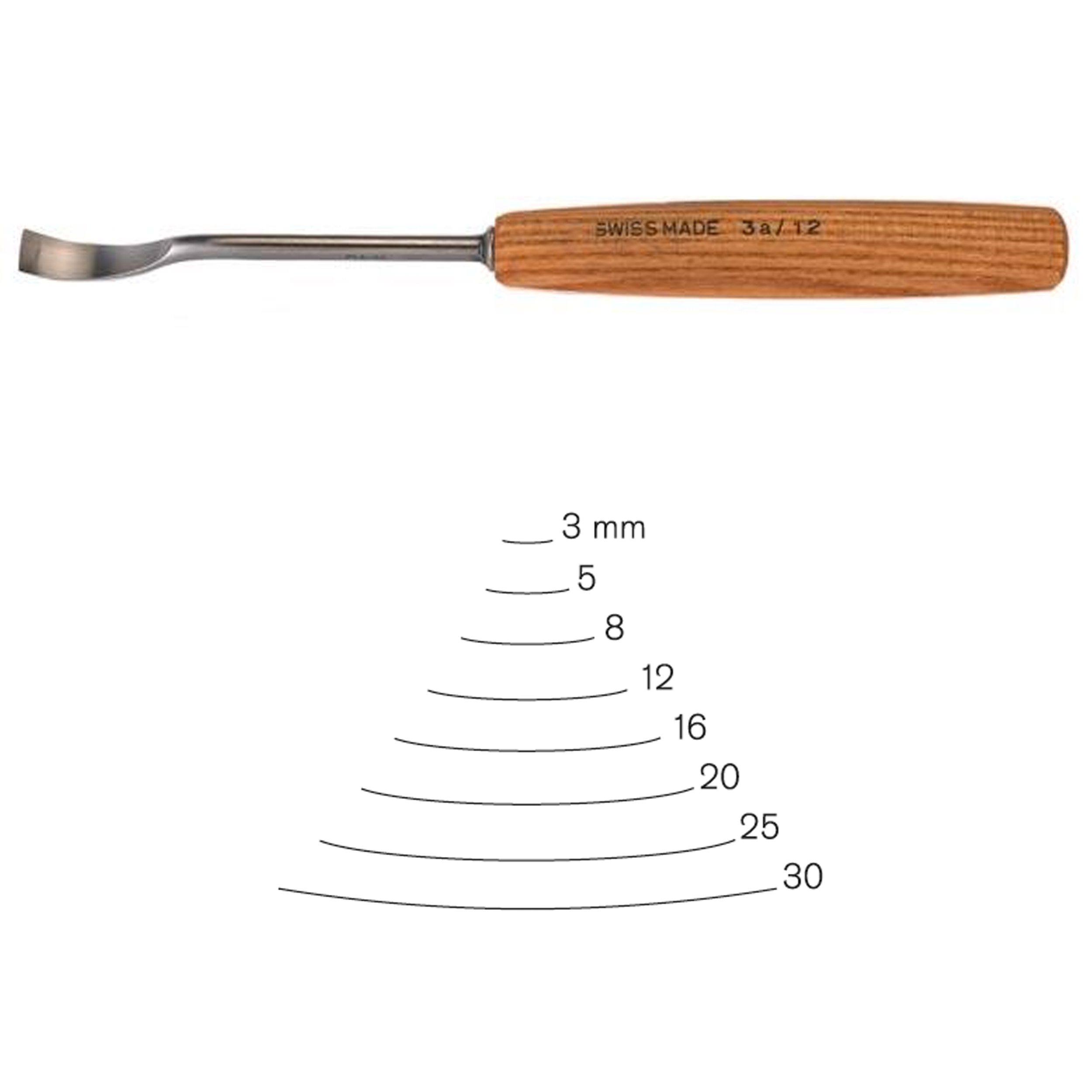 product: pfeil #3 Sweep Spoon Gouge 3 mm Full Size shown