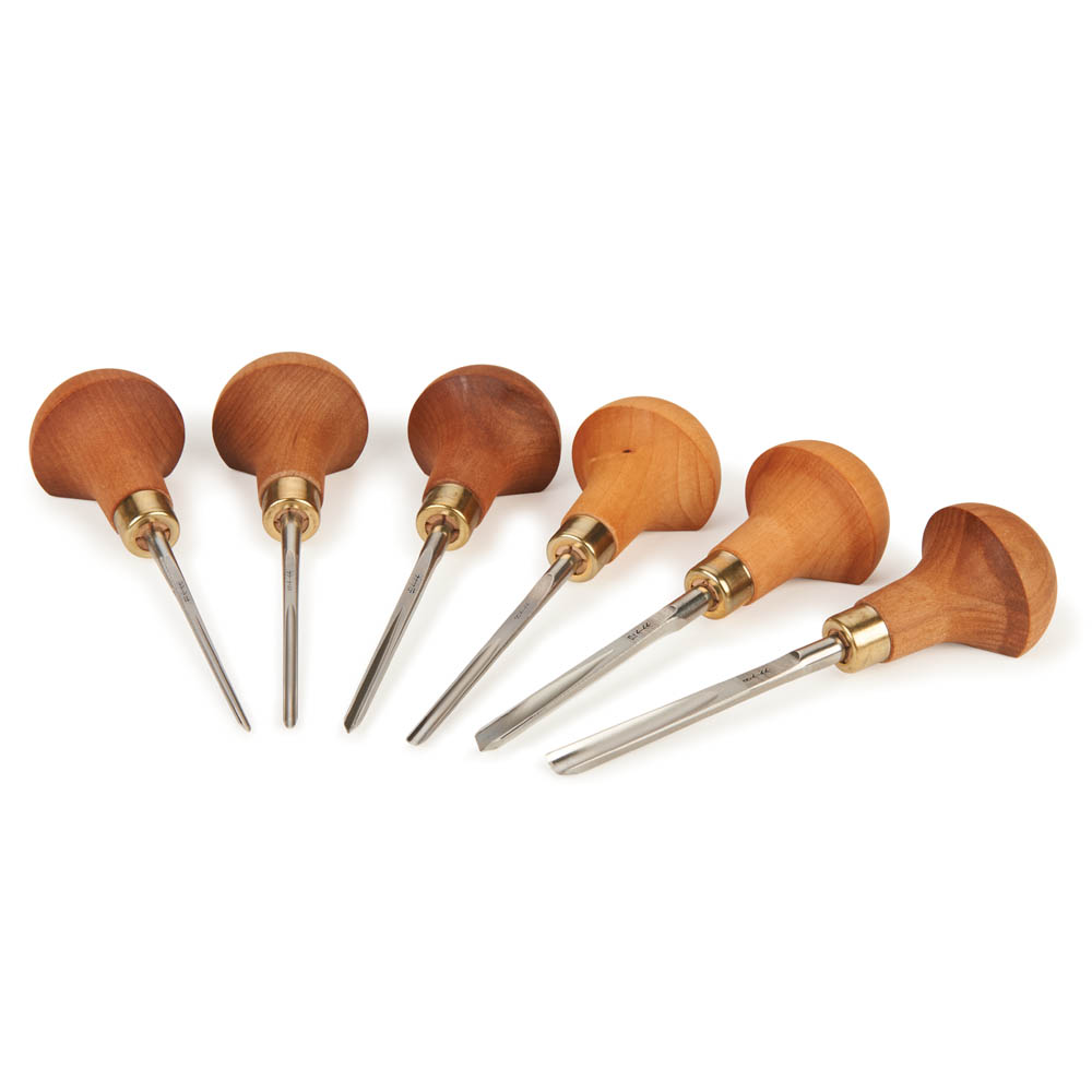 Palm Handled Carving Tool Set C, 6 Piece