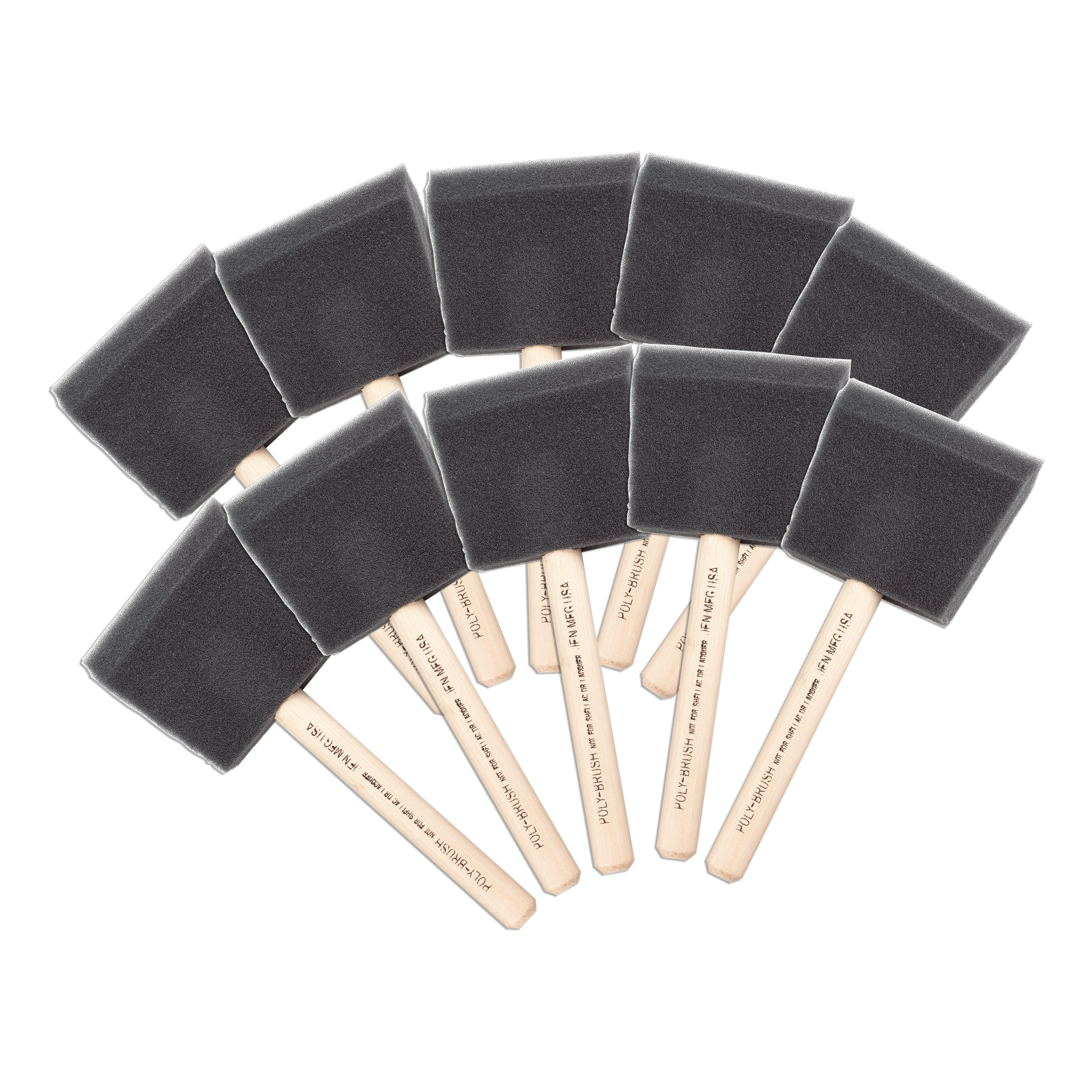 3" Wooden Handle Foam Brushes, 10-pack