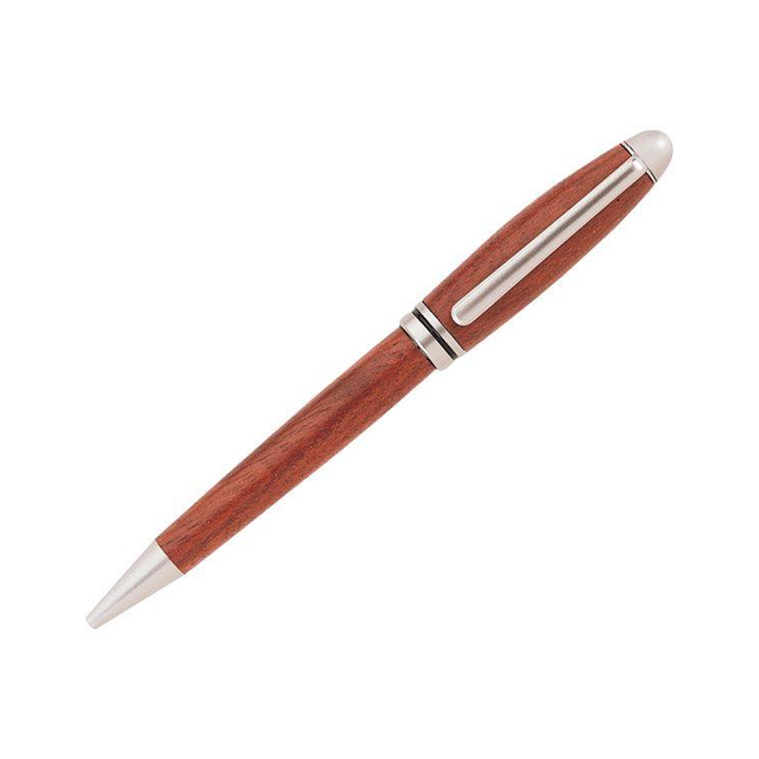 product: WoodRiver European Style Ballpoint Pen Kit - Satin Nickel shown