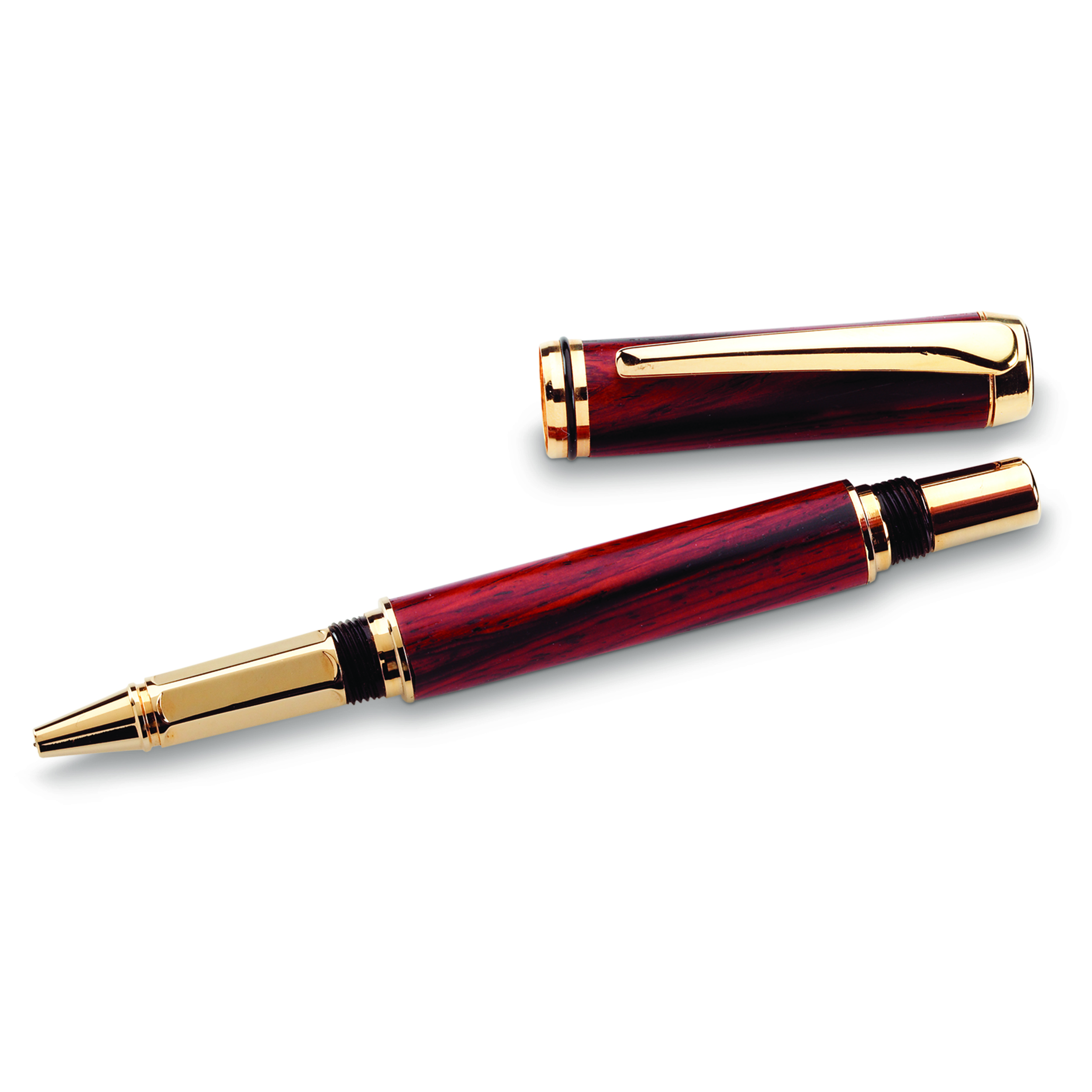 product: WoodRiver Navigator Screw Cap Rollerball Pen Kit - Cobalt Gold shown