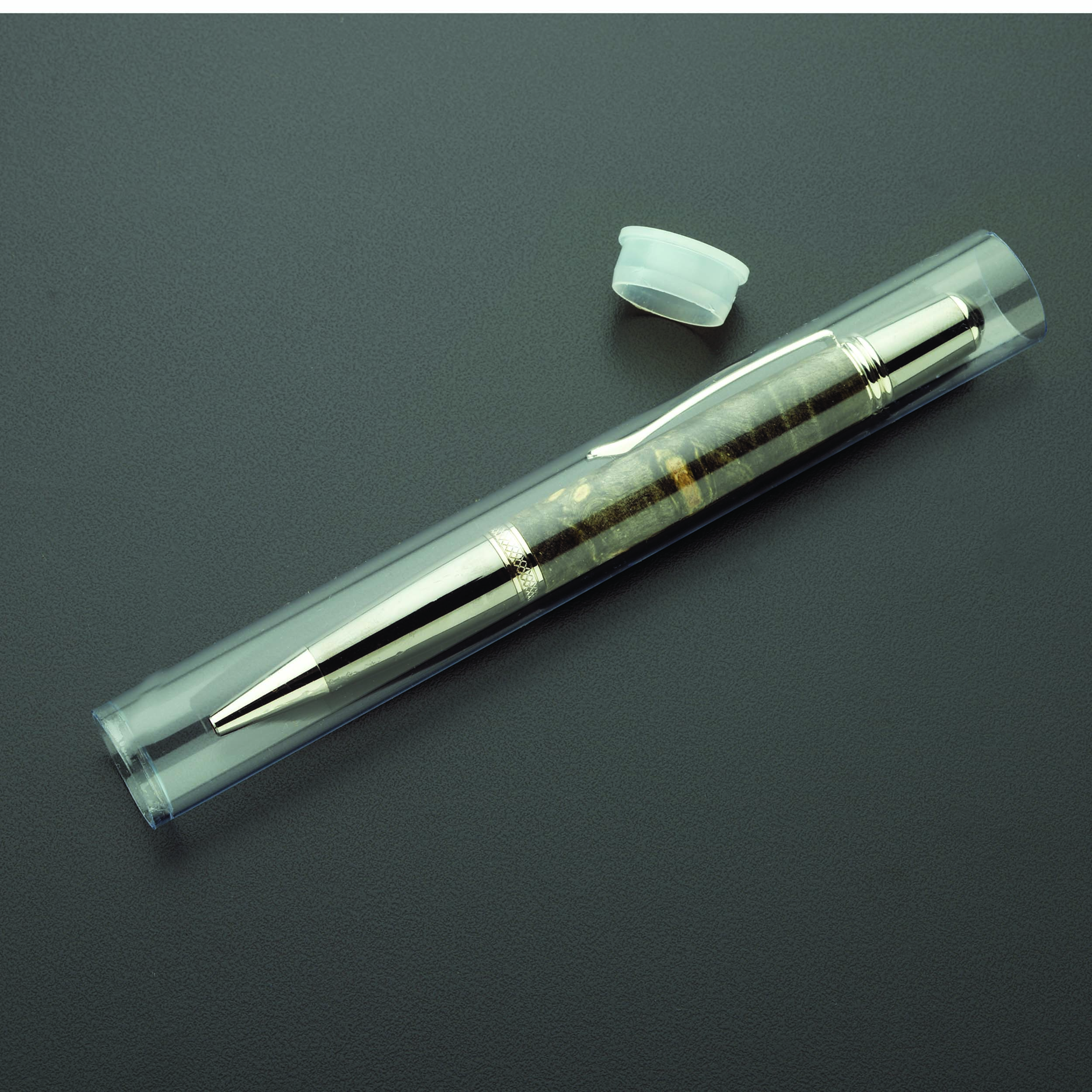 product: WoodRiver Round Pen Tube Case - Clear - 10 Piece shown