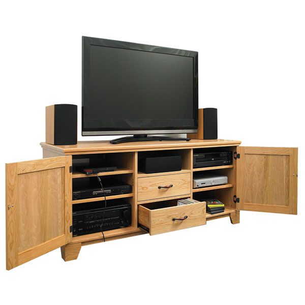 product: Woodcraft Magazine Flat Panel TV Entertainment Center - Downloadable Plan shown