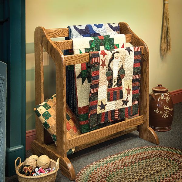 product: Woodcraft Magazine Heirloom Quilt Stand - Downloadable Plan shown