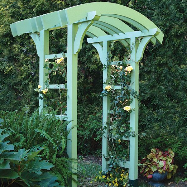 product: Woodcraft Magazine Garden Arbor and Gate - Downloadable Plan shown