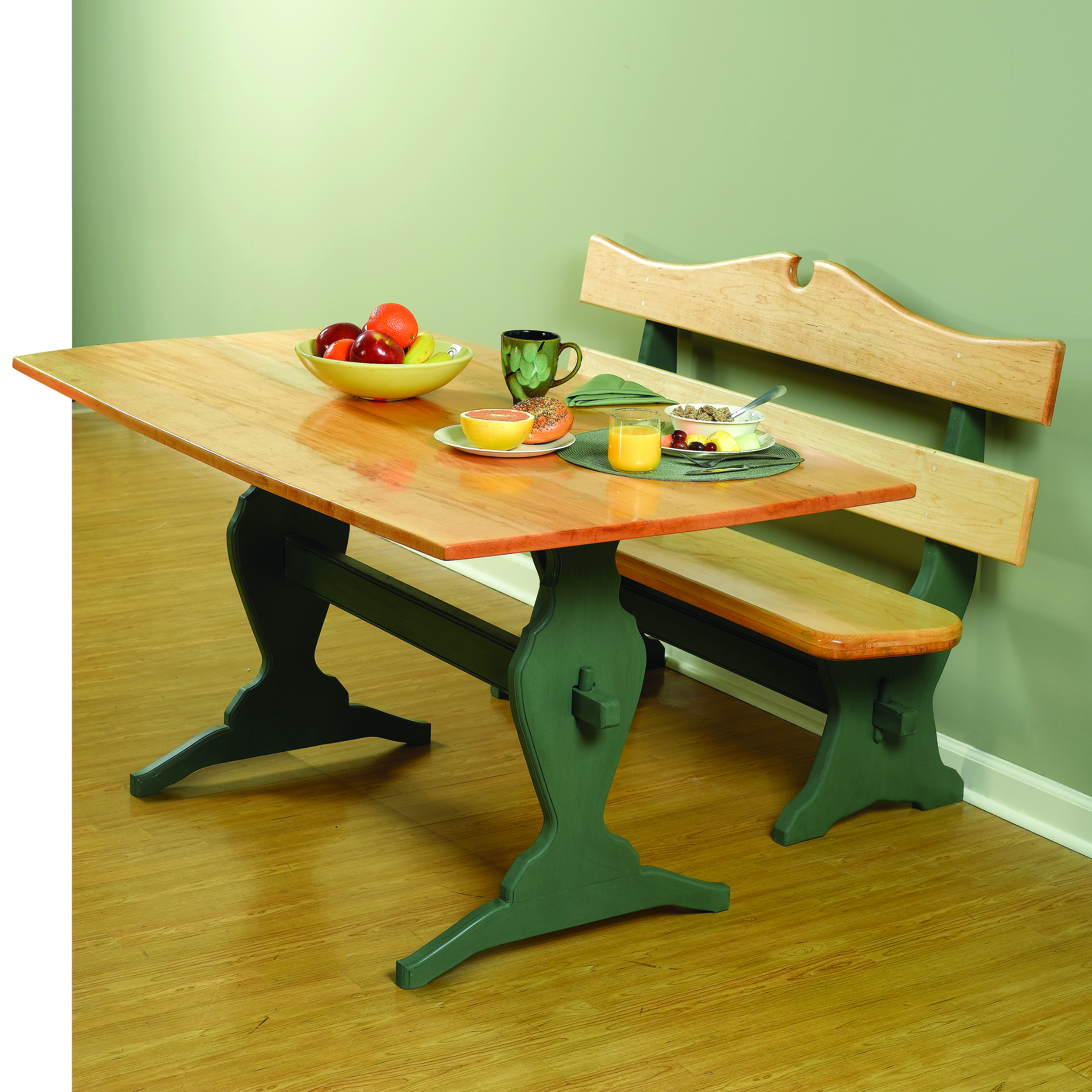 product: Woodcraft Magazine Woodworking Project Paper Plan to Build Trestle Table and Benches shown