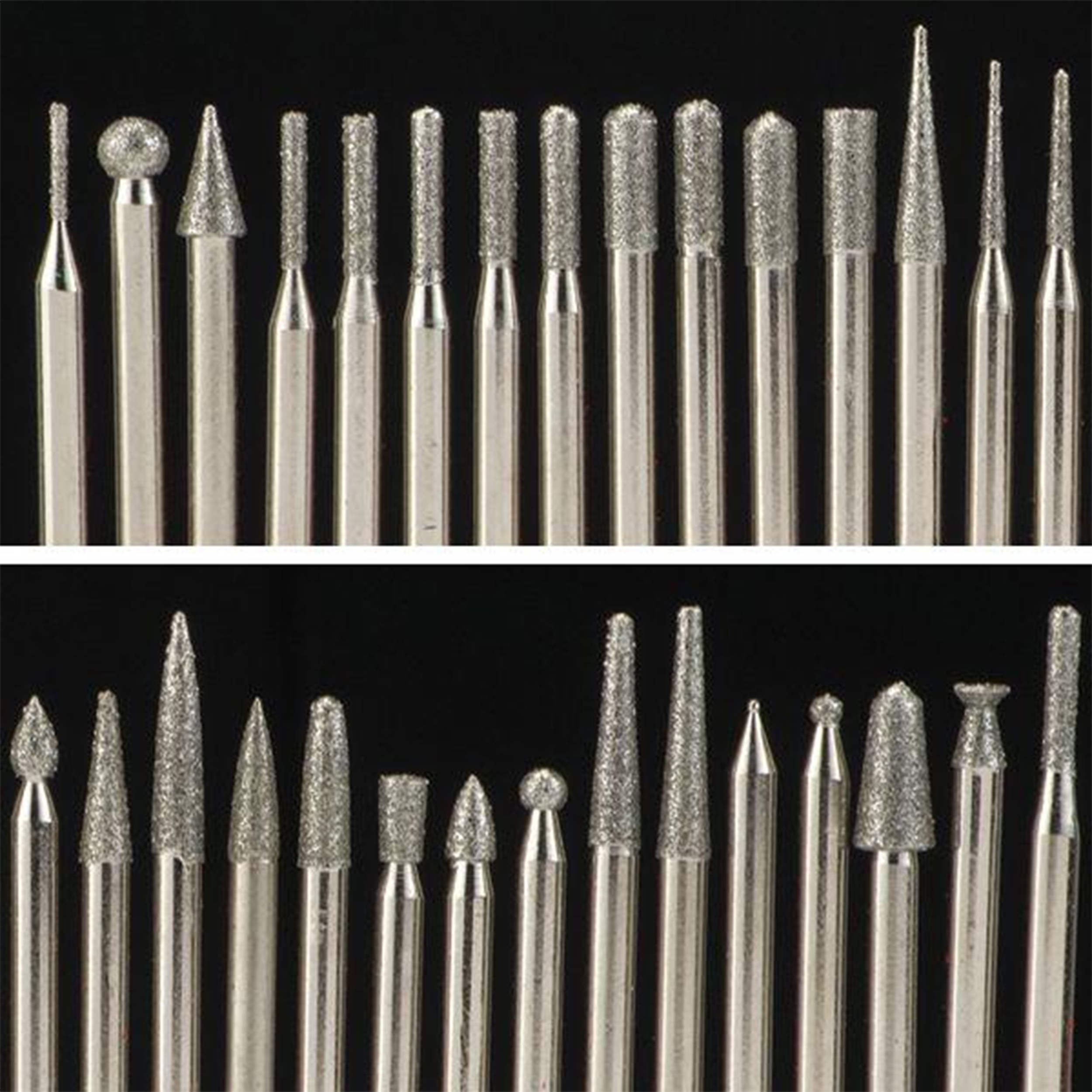 product: WoodRiver Diamond Tip Carving Burr Set - 120 Piece shown
