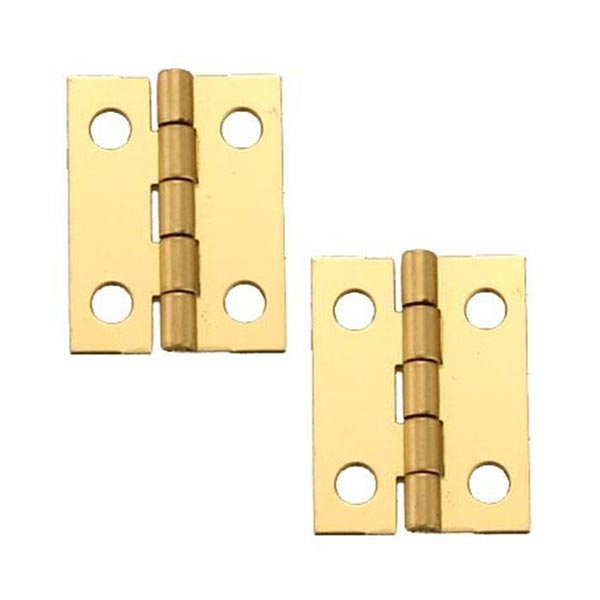 Solid Brass Miniature Narrow Hinge 1" Long X 3/4" Open W/screws, 2 Pair