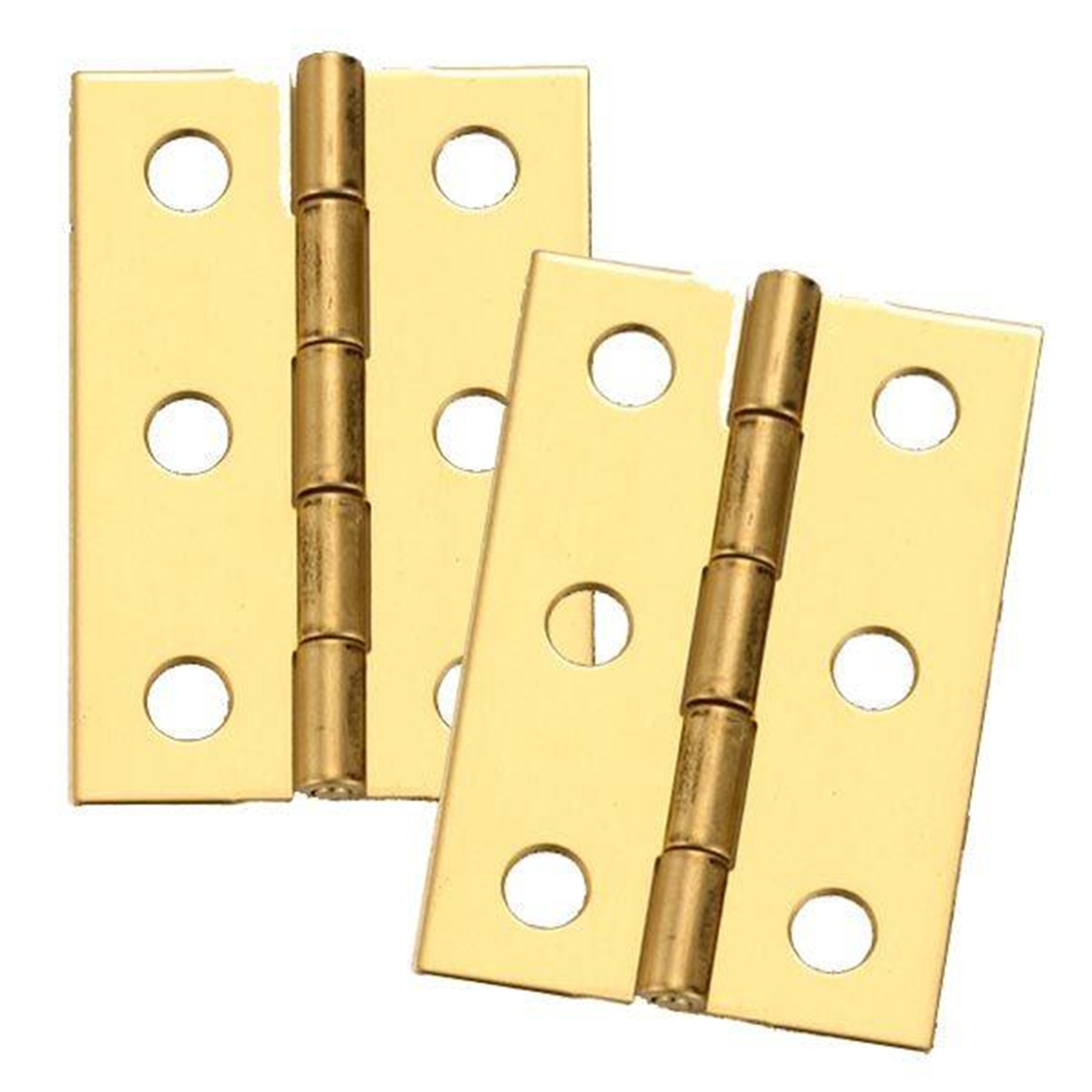Solid Brass Miniature Medium Hinge 2" Long X 1-3/8" Open W/screws, Pair