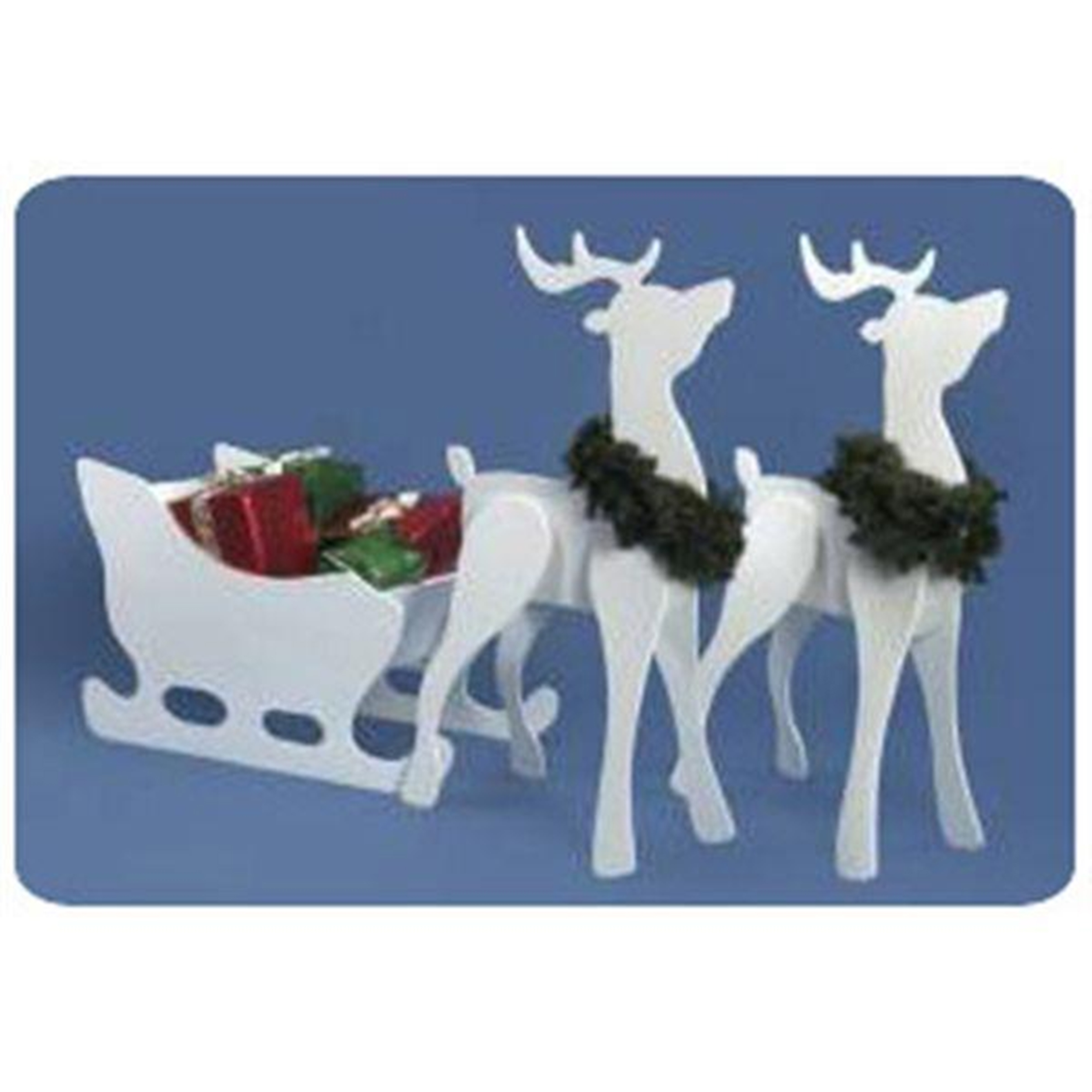product: Woodcraft Woodworking Project Paper Plan to Build Proud Reindeer and Sleigh Combo shown
