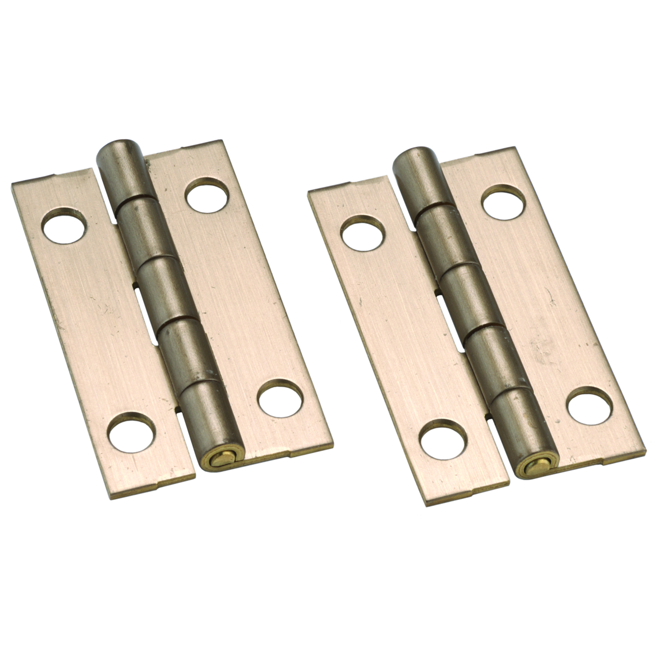 Stanley Solid Brass Ab Miniature Narrow Hinge 1-1/2" Long X 7/8" Open W/screws, Pair