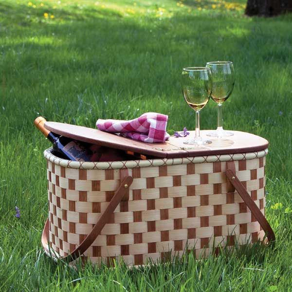 product: Woodcraft Magazine Woven-Wood Picnic Basket - Downloadable Plan shown