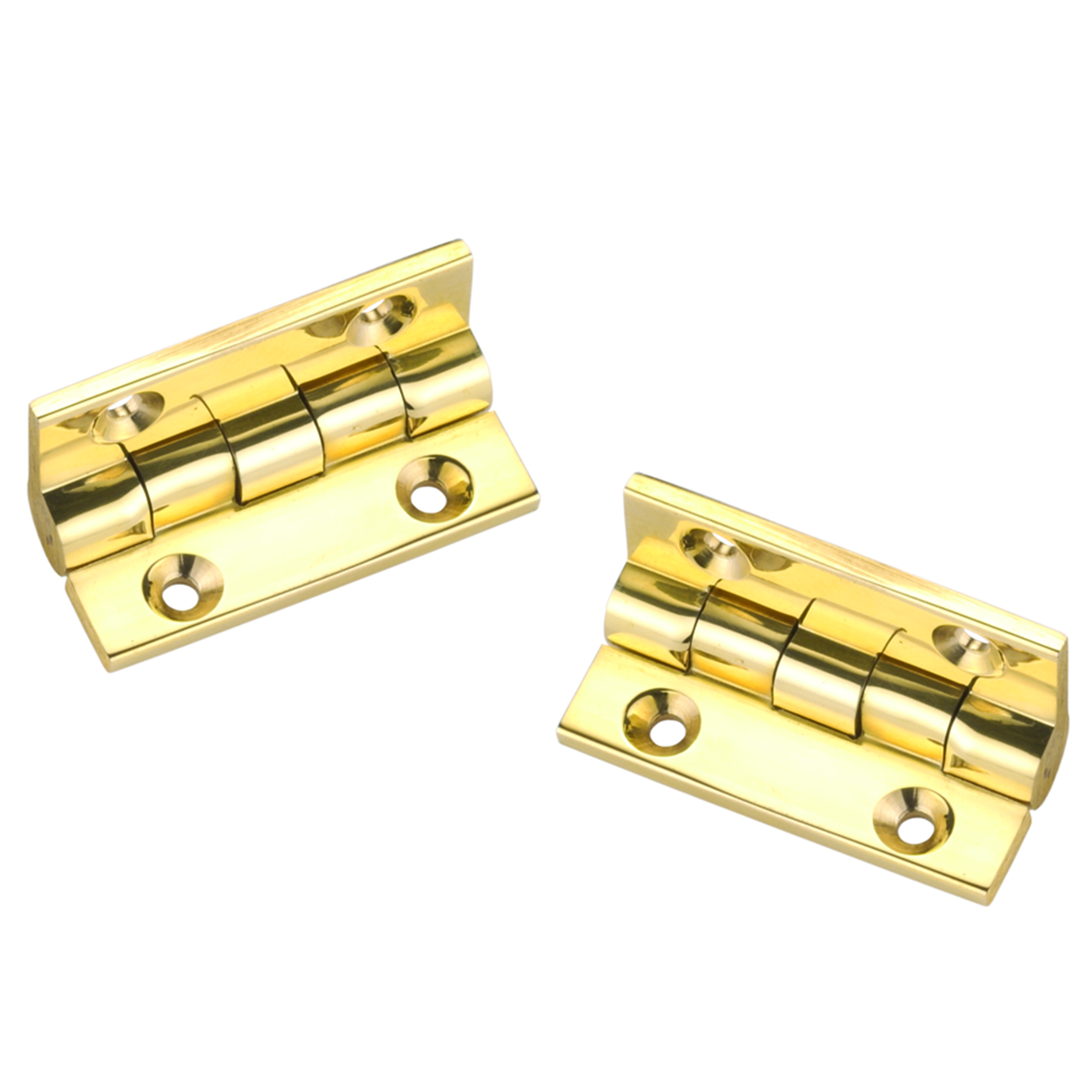 Stop Hinge, Polished Brass 1-1/2" X 1-1/8", Pair