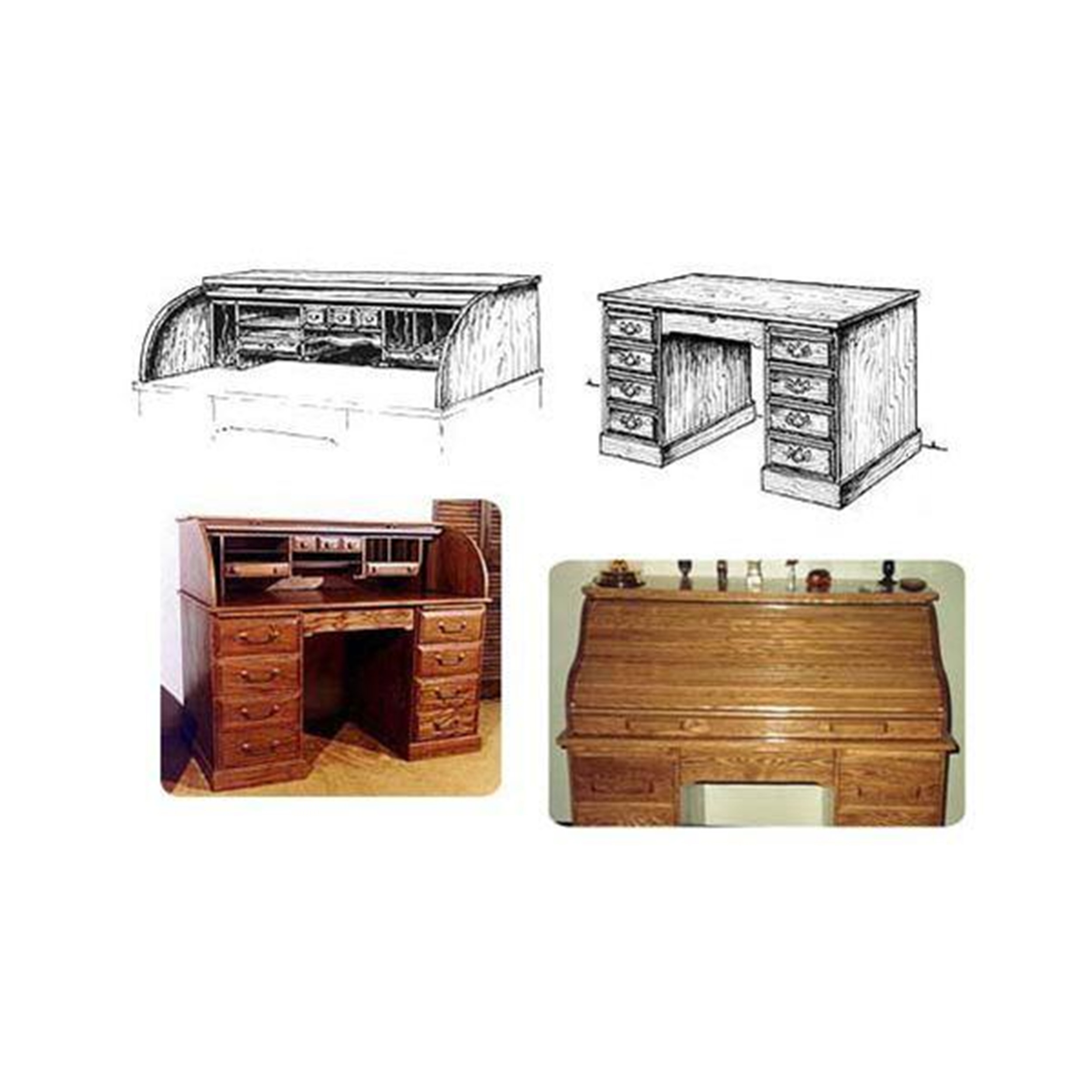 Twin Tambor Roll Top Desk Woodworking Plan