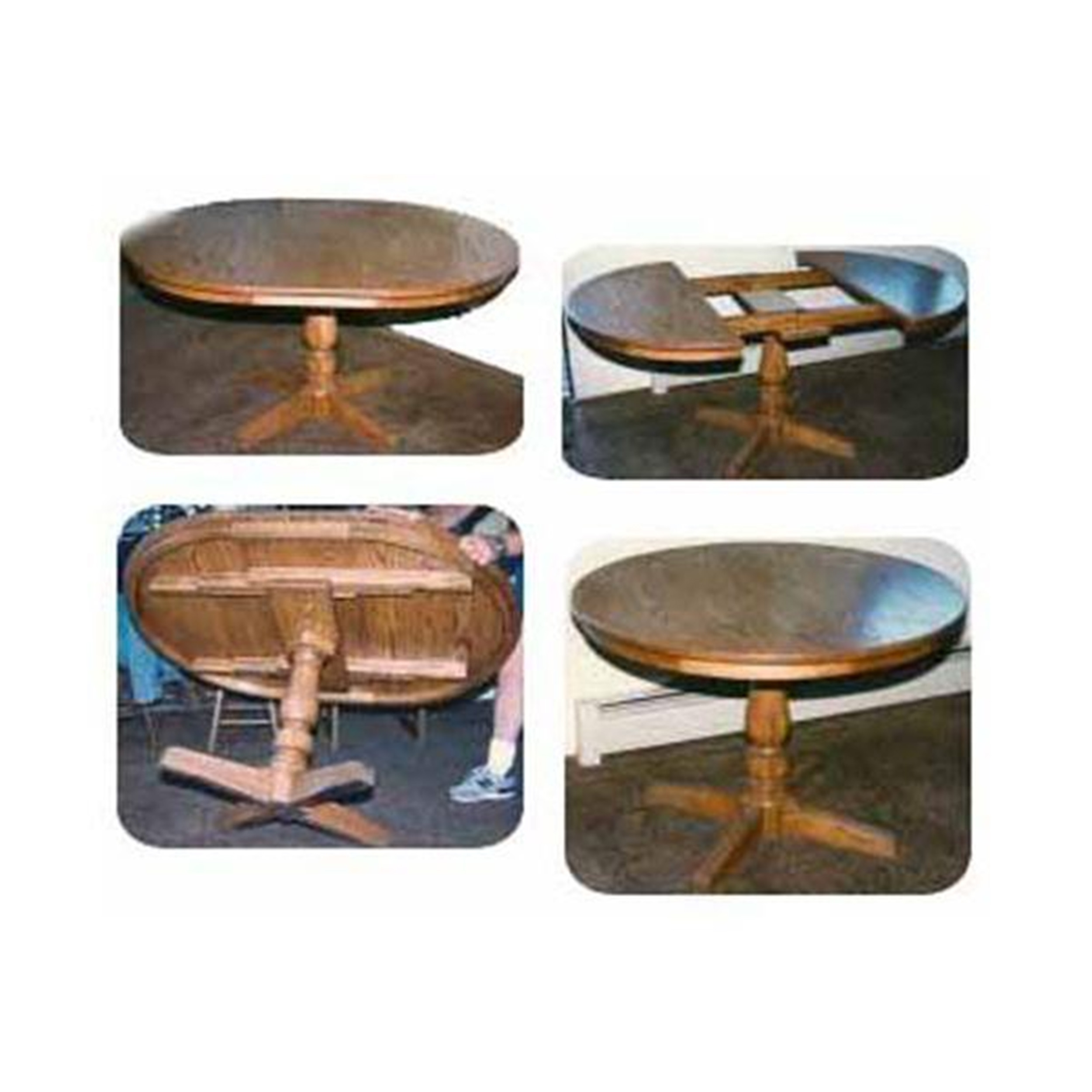 product: Woodcraft Woodworking Project Paper Plan to Build Round Pedestal Extension Table shown