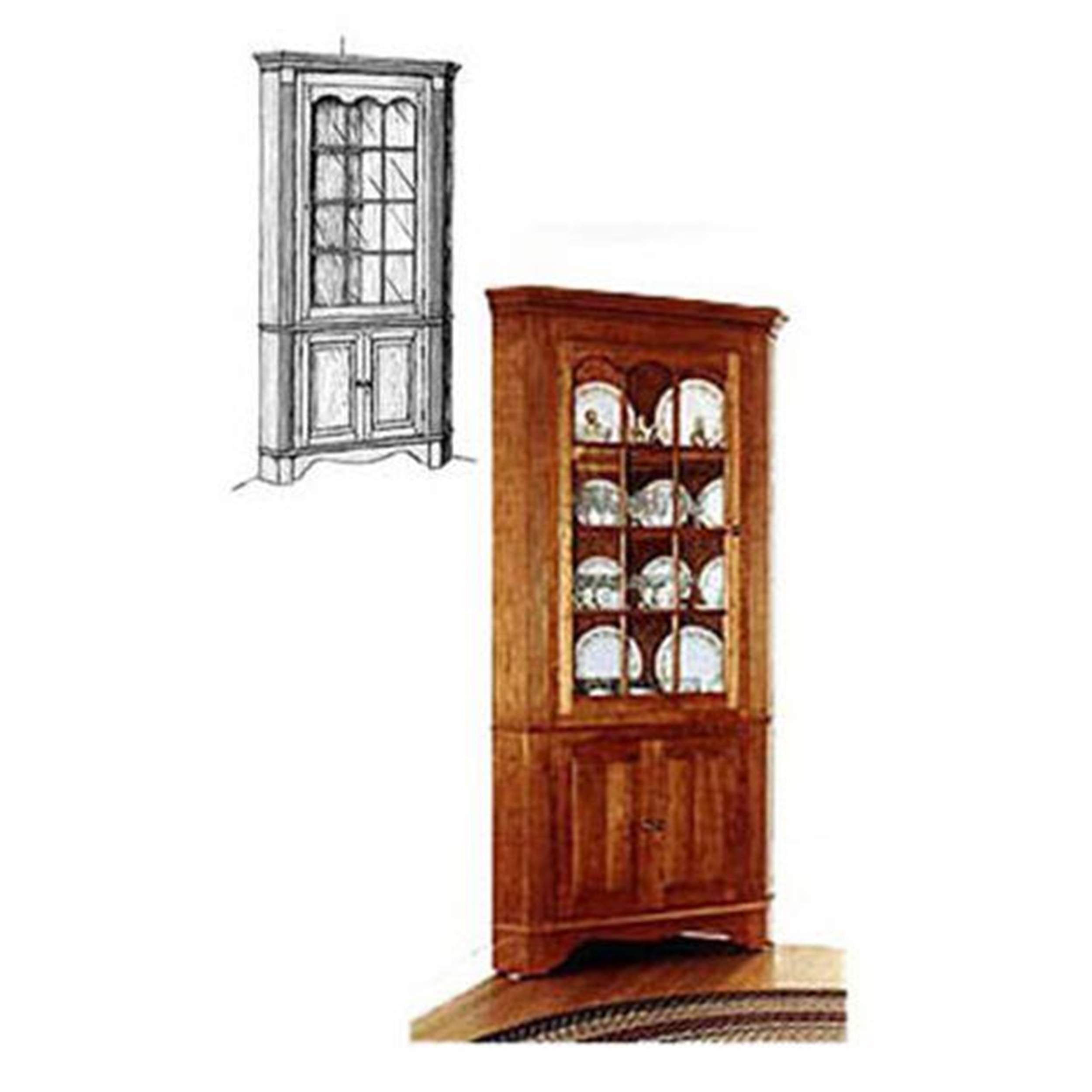 product: Woodcraft Woodworking Project Paper Plan to Build Colonial Corner Cabinet shown