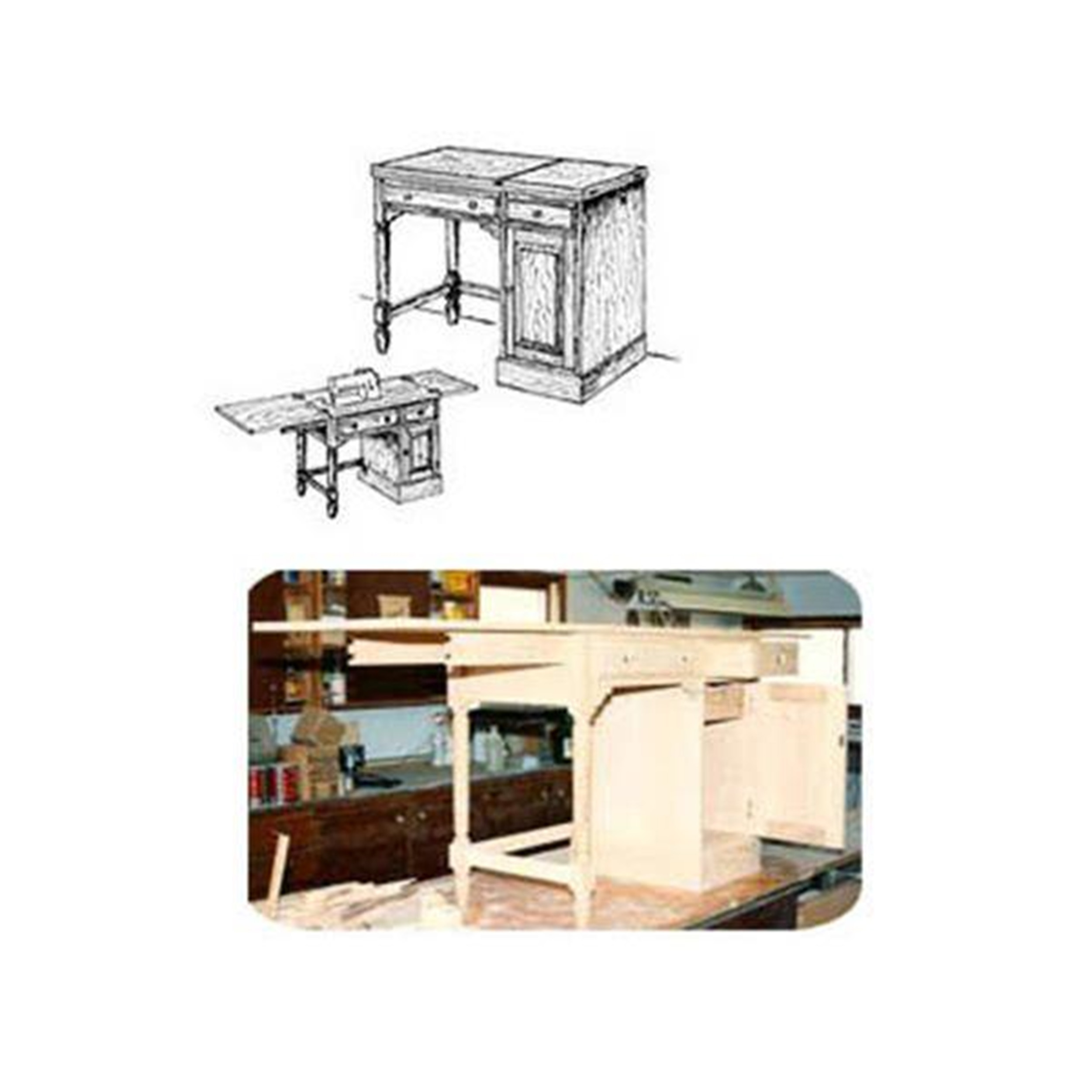 product: Woodcraft Woodworking Project Paper Plan to Build Sewing Desk shown
