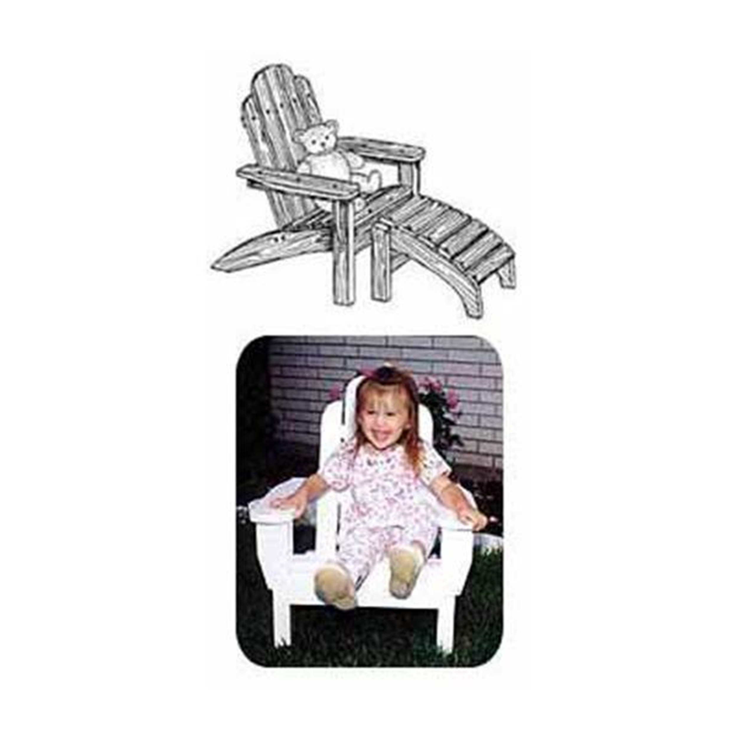 product: Woodcraft Woodworking Project Paper Plan to Build Child's Adirondack Chair with Footrest shown