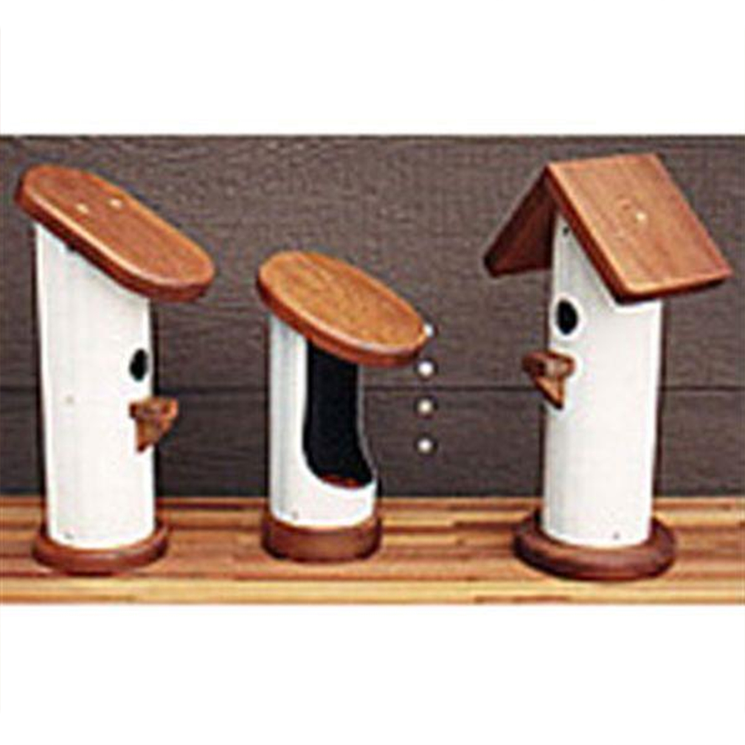 product: Woodcraft Woodworking Project Paper Plan to Build PVC Bird Houses shown