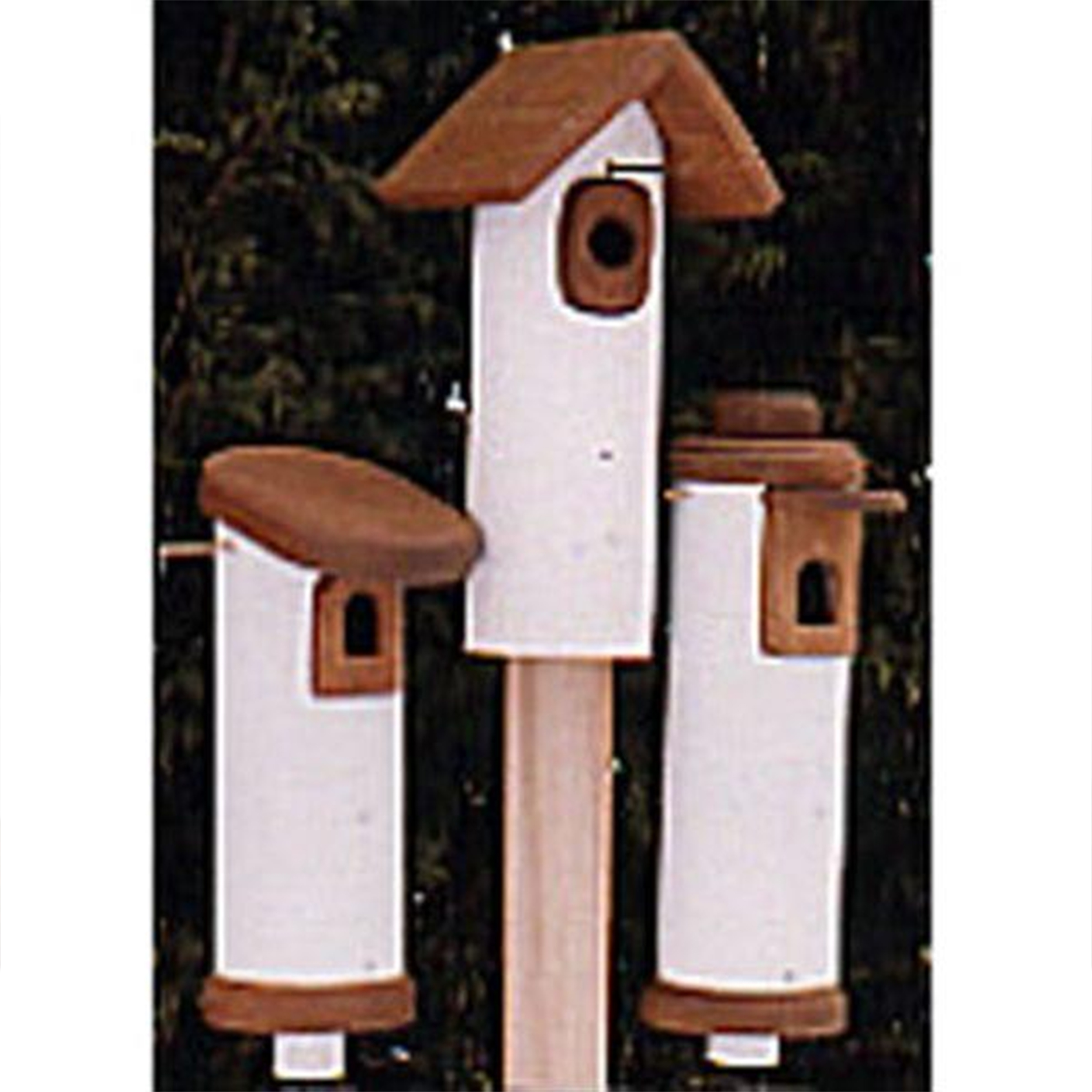product: Woodcraft Woodworking Project Paper Plan to Build PVC Bluebird Houses shown