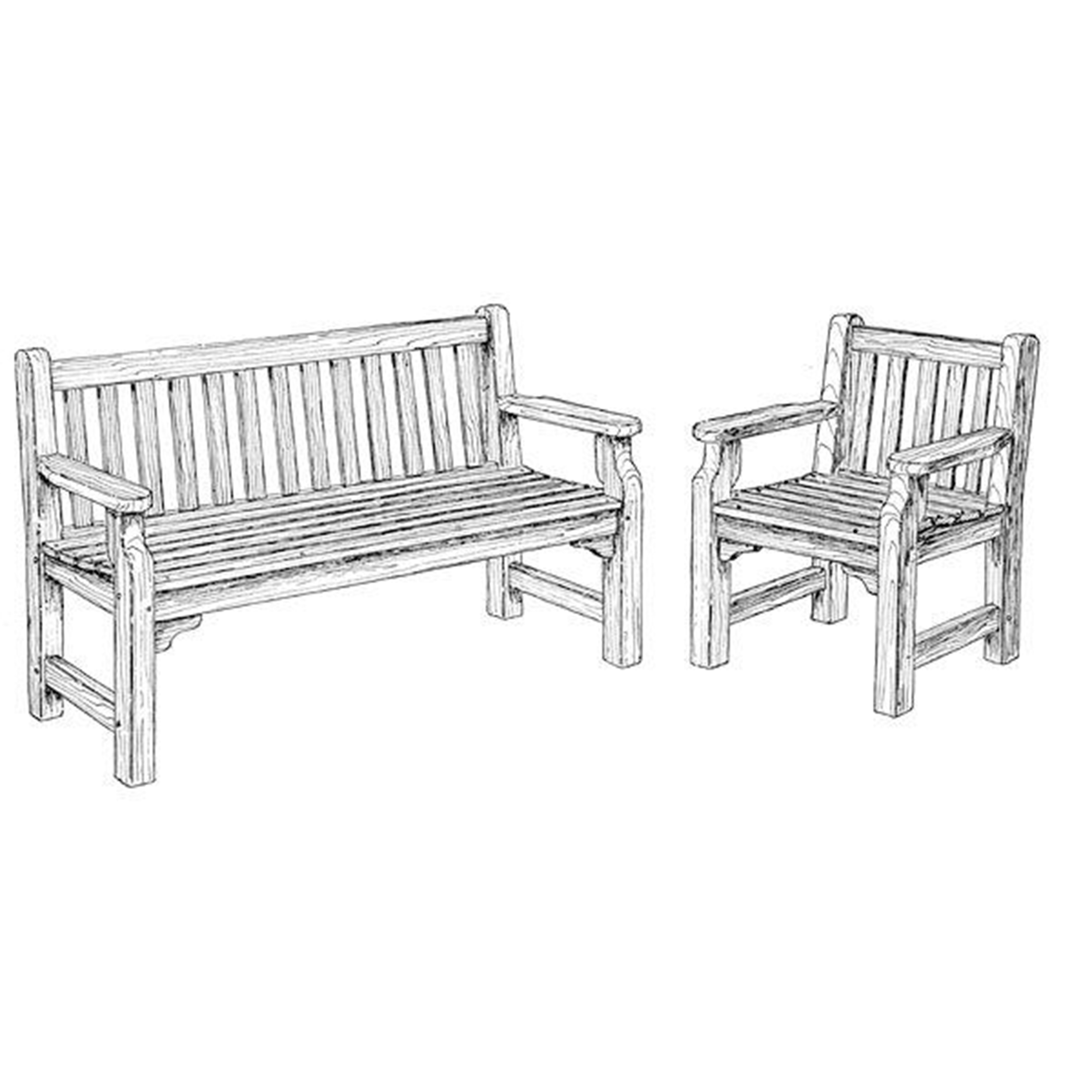 product: Woodcraft Woodworking Project Paper Plan to Build English Garden Bench and Chair shown