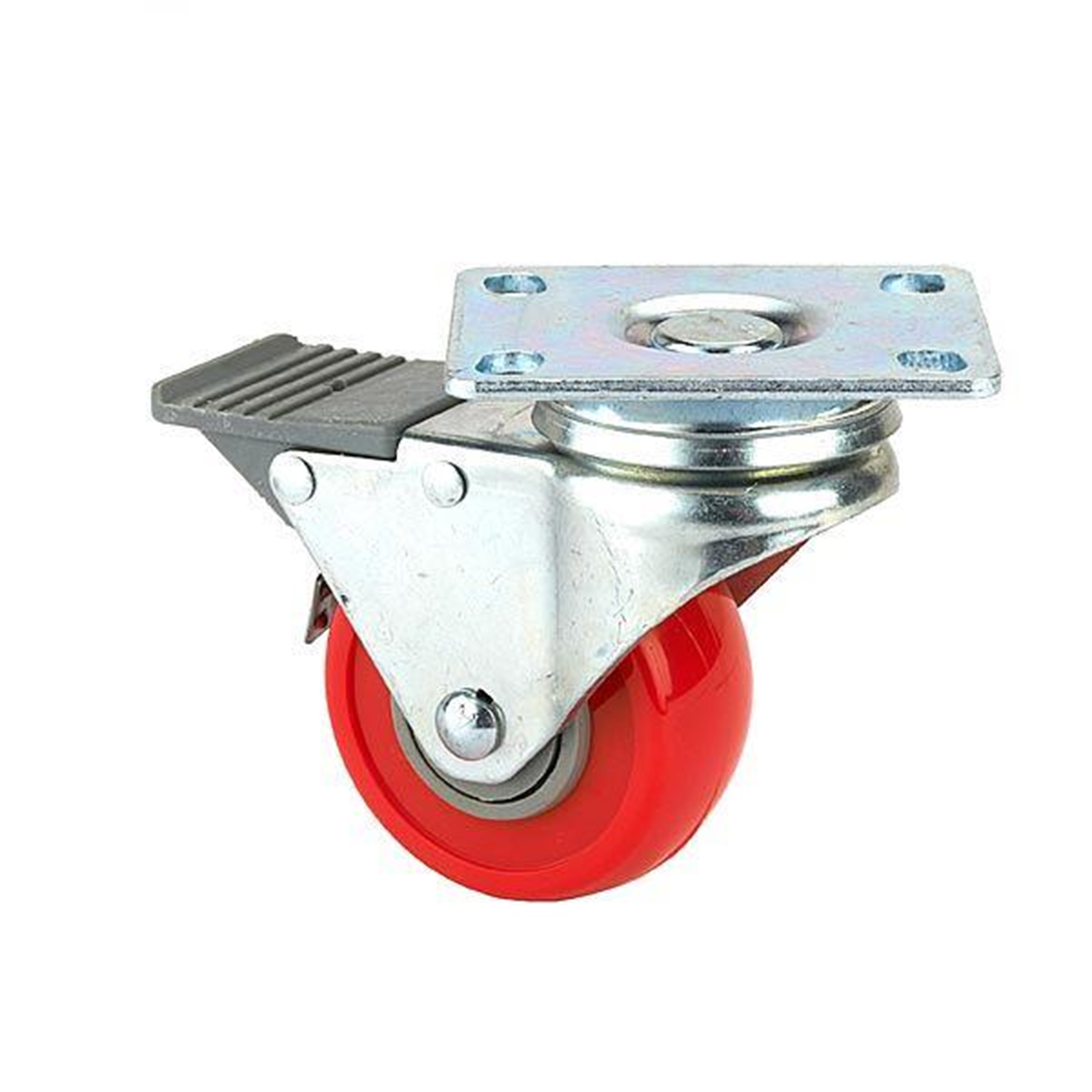 2-1/2" Caster, Double Lock, Swivel Plate With 4-hole Mounting, 3-3/8" Tall
