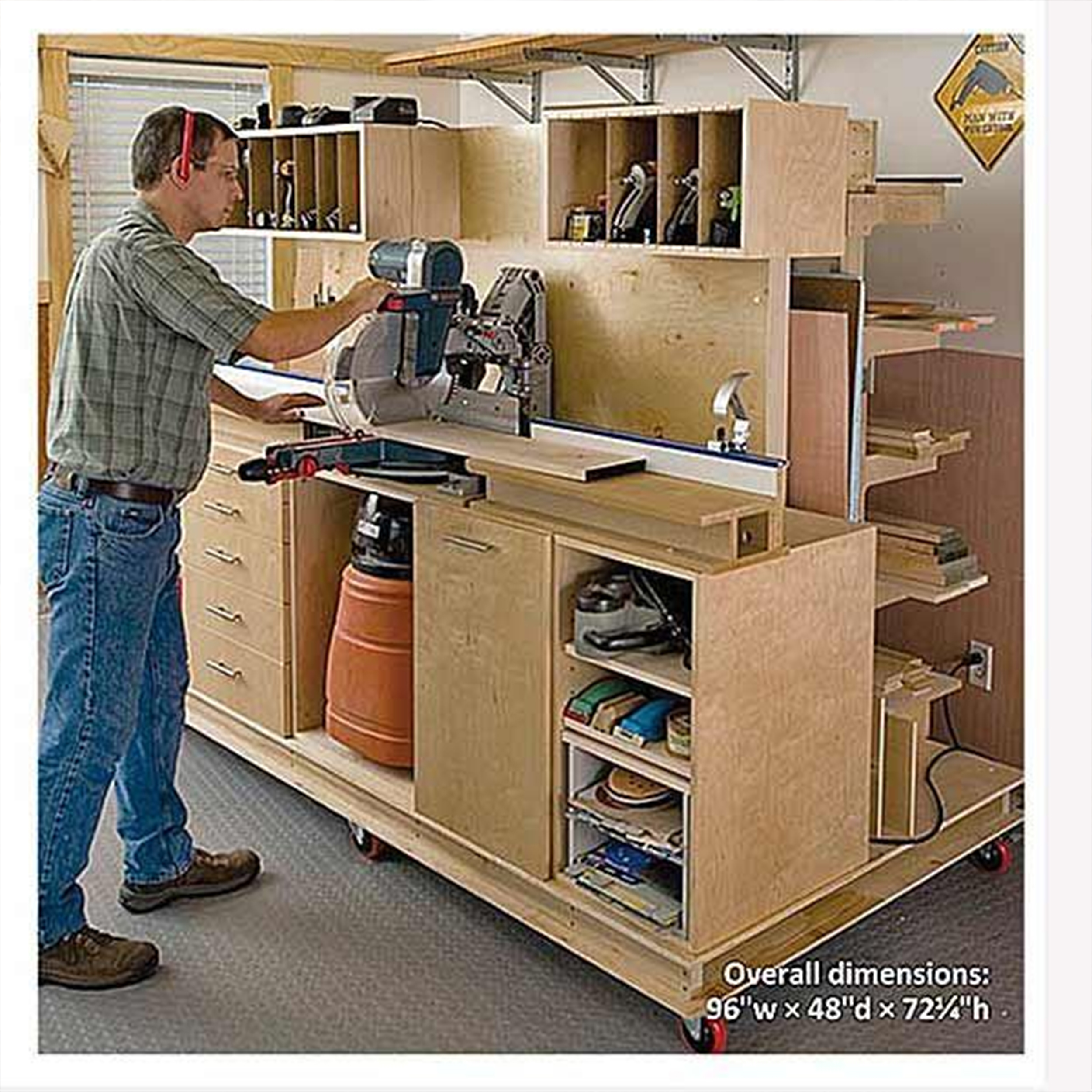 product: Woodcraft Magazine Woodworking Project Paper Plan to Build Crosscut Station and Lumber Rack shown