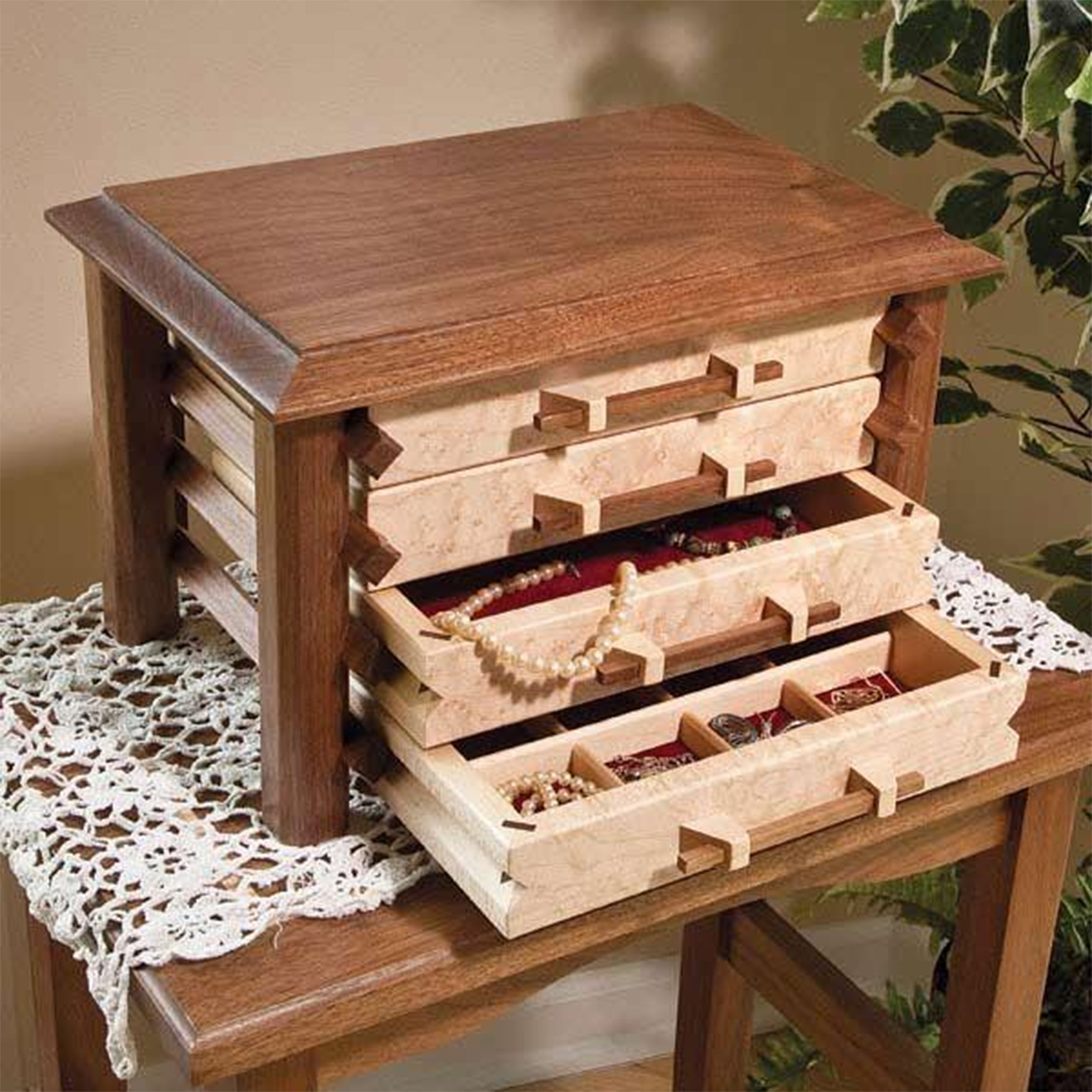 product: Woodcraft Magazine Pagoda-Style Jewelry Box - Paper Plan shown