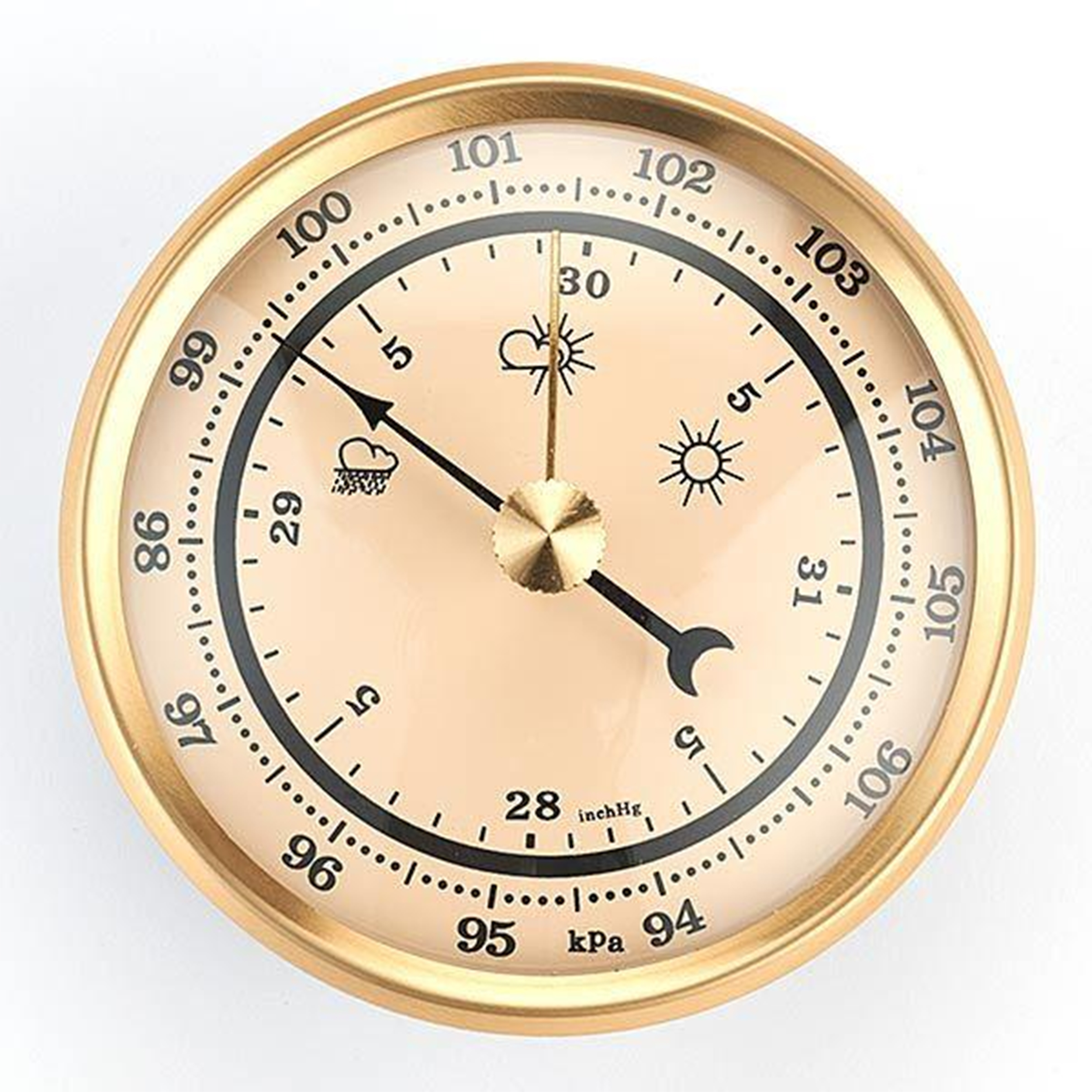 Barometer W/ivory Dial And Brushed Gold Bezel