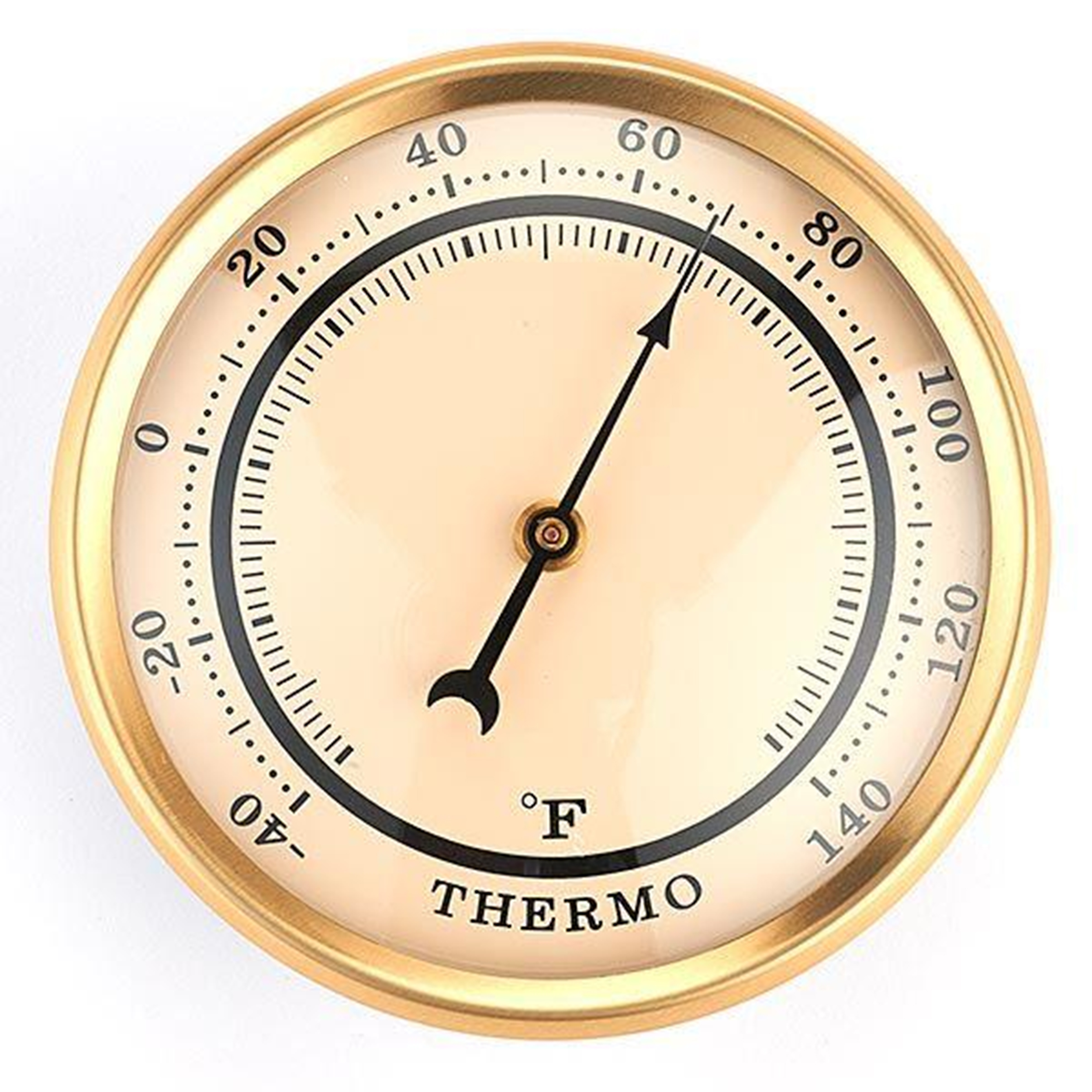 Thermometer W/ivory Dial And Brushed Gold Bezel