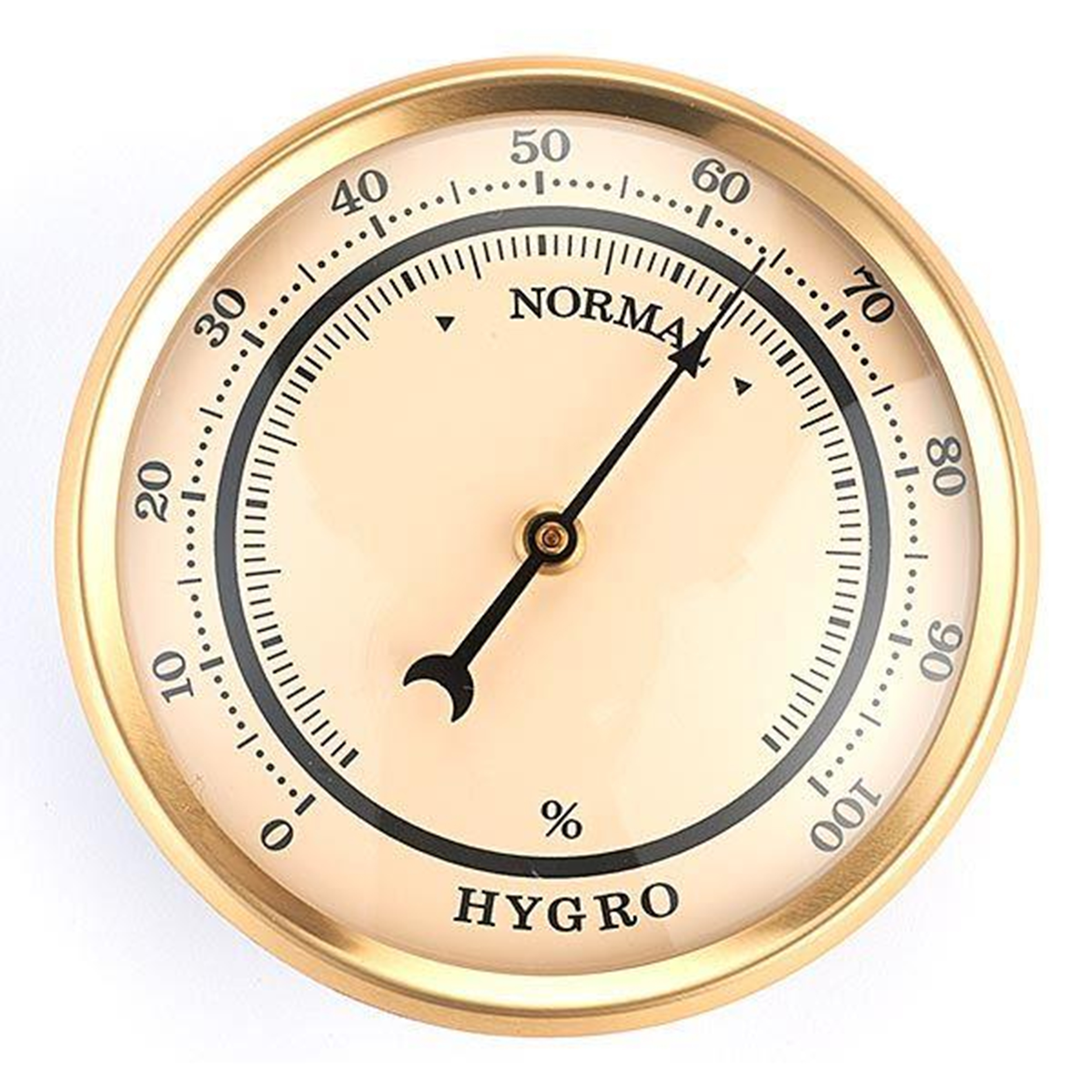 Hygrometer W/ivory Dial And Brushed Gold Bezel