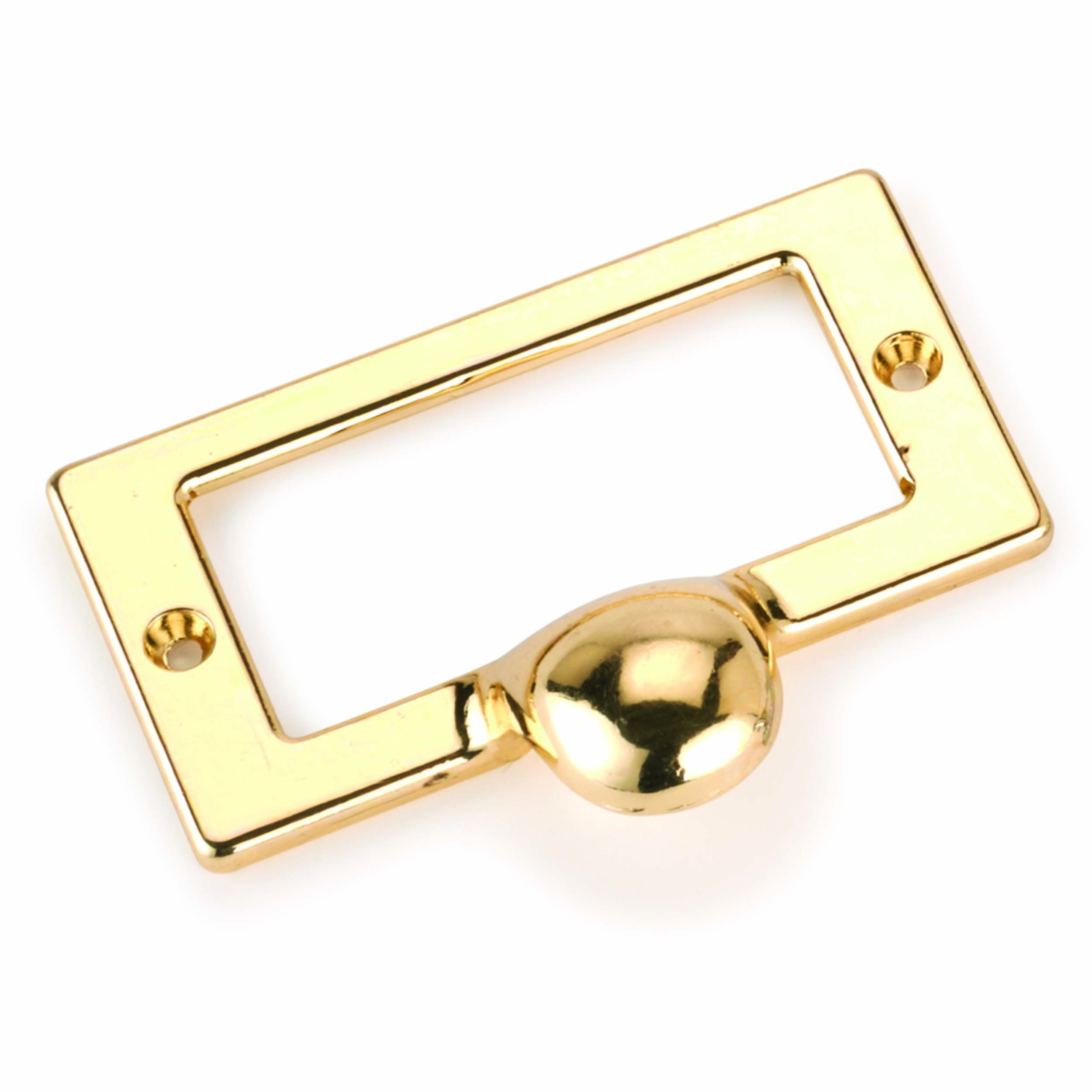 Drawer Pull With Card Holder, Polished Brass Finish