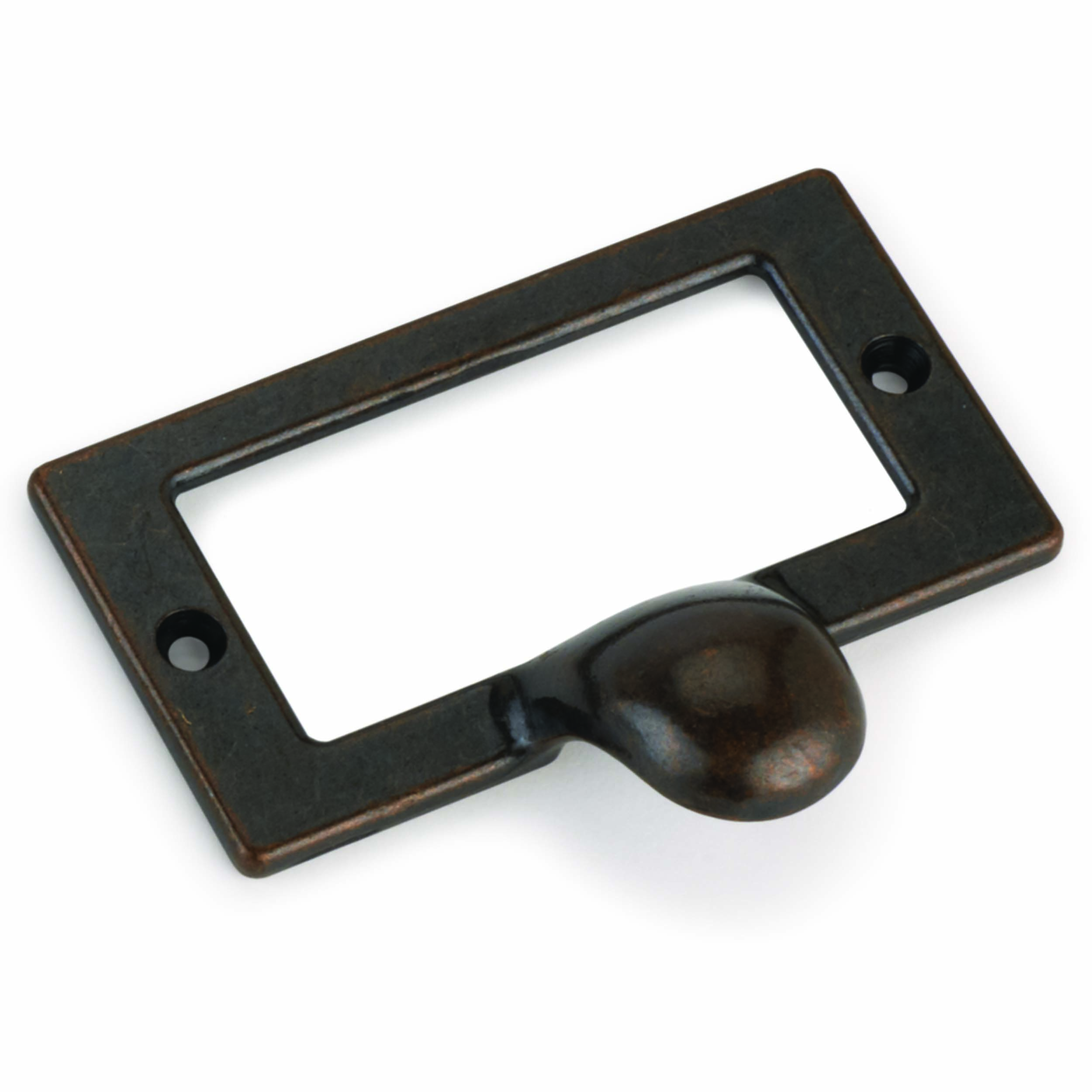Drawer Pull With Card Holder, Dark Copper Finish