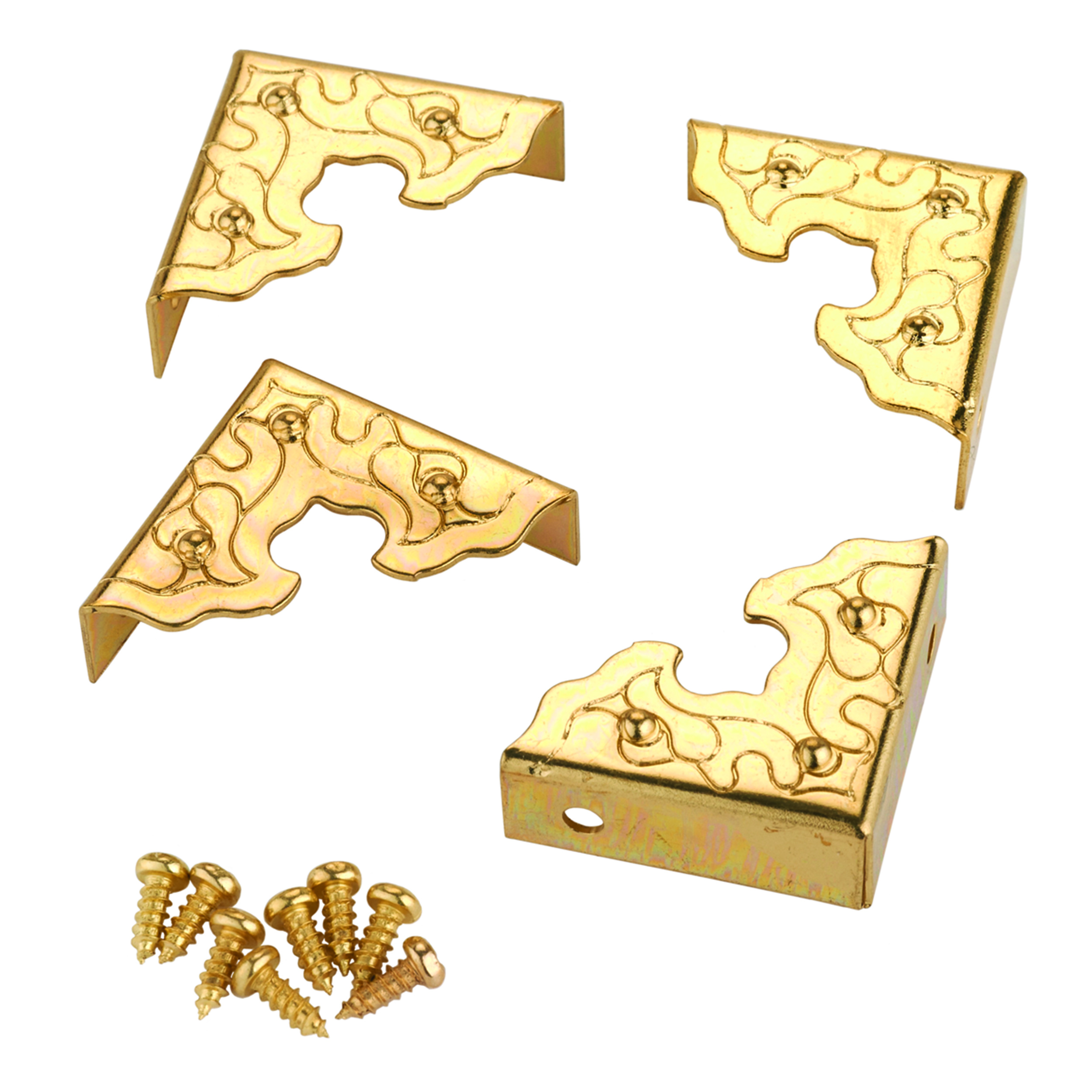 Filigree Box Corners Brass 4-piece