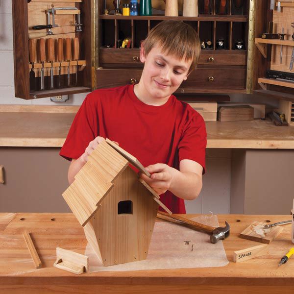 product: Woodcraft Magazine Kid-Built Blue Bird House - Downloadable Plan shown