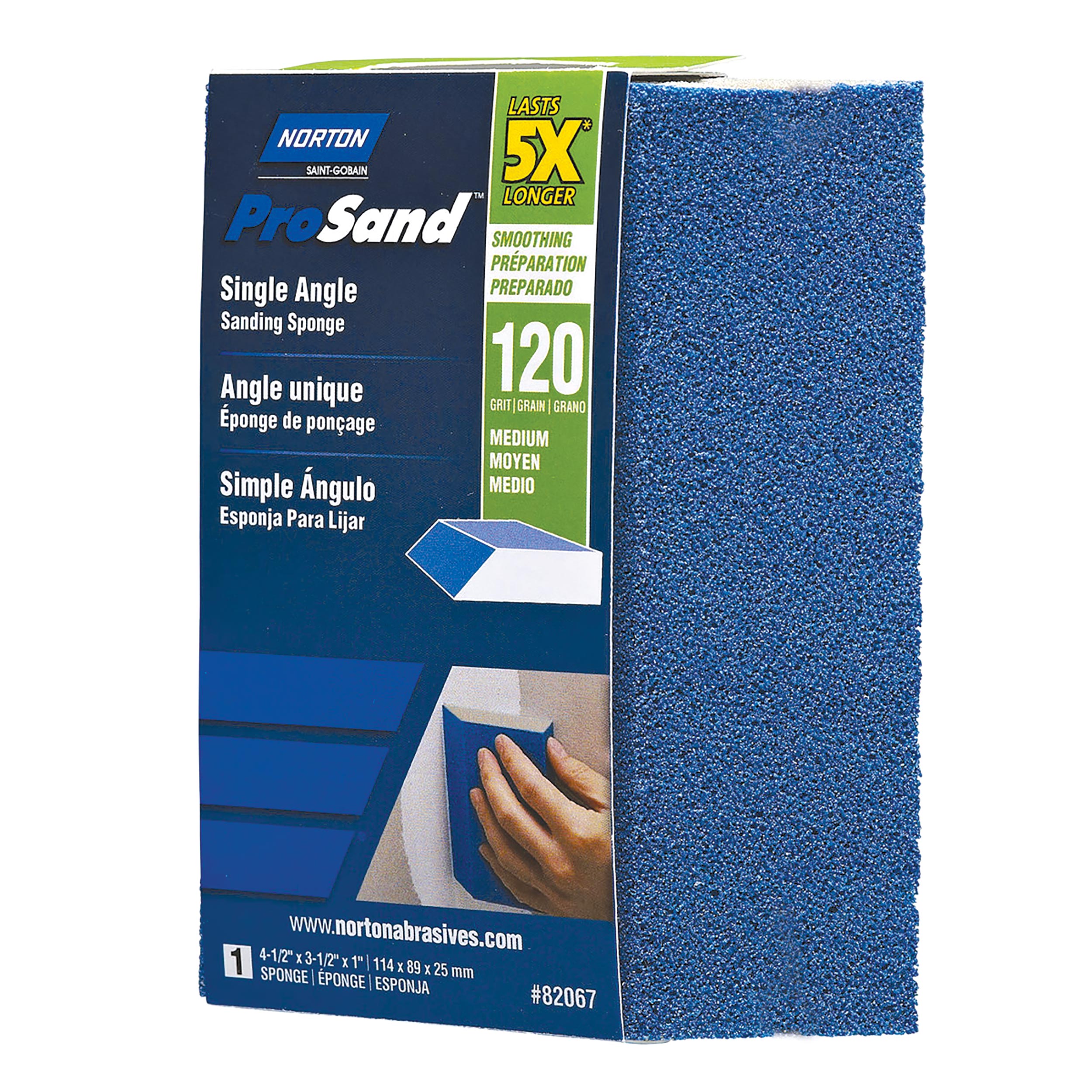 5x Small Area Single Angle Sanding Sponge, 80 Grit