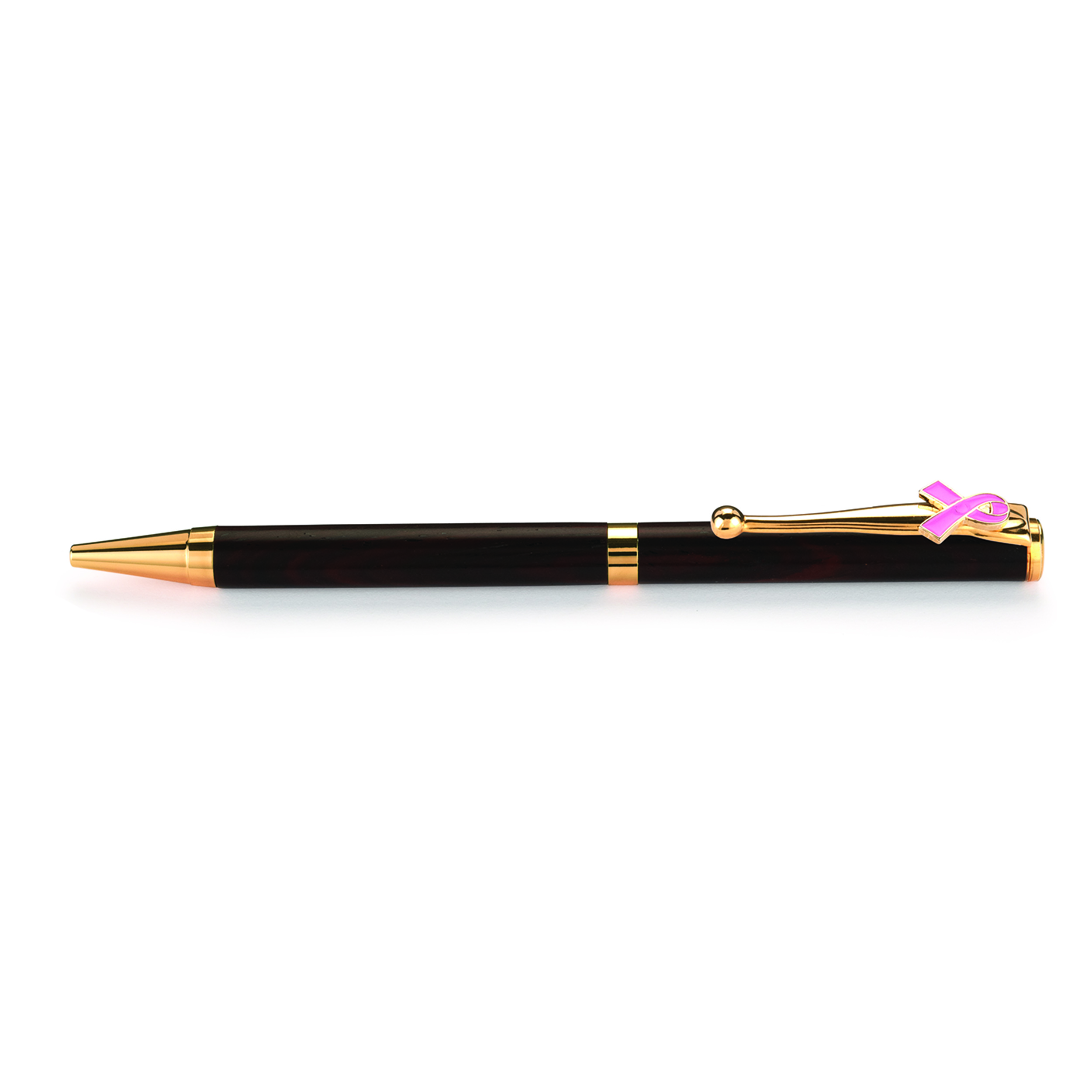 7mm Slim Style Breast Cancer Awareness Pen Kit - Woodcraft Gold