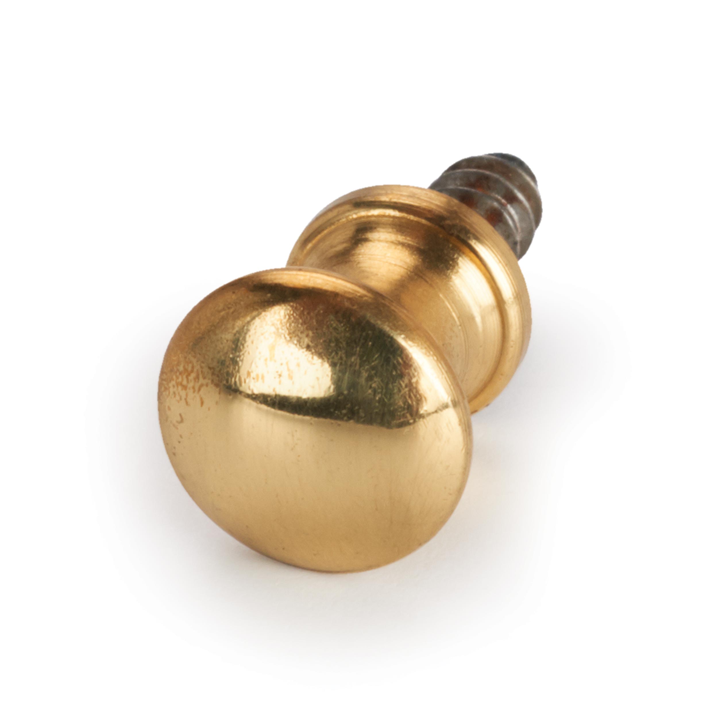 Solid Brass Polished Brass Knob With Wood Screw 9x9x9mm