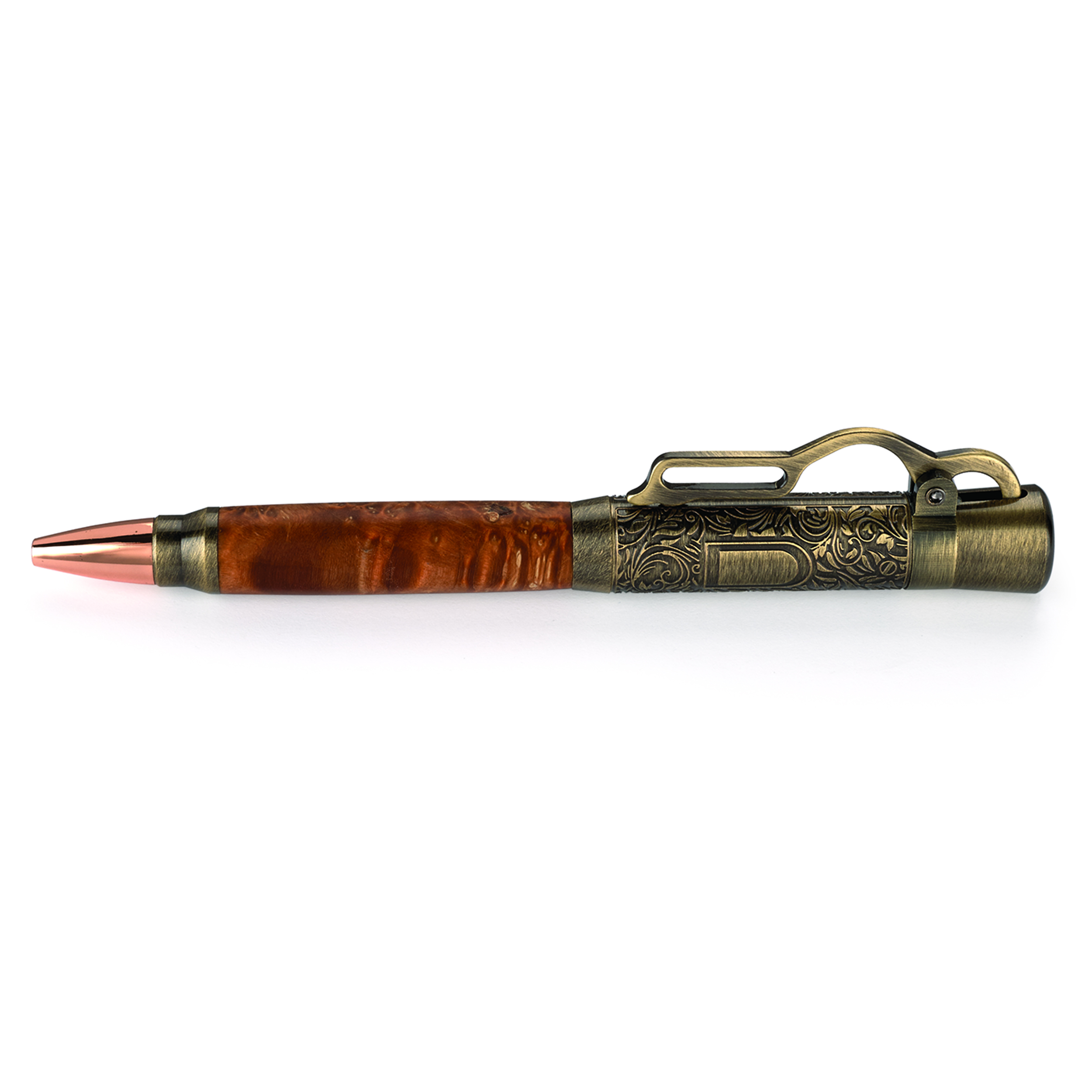 product: WoodRiver Lever Action Ballpoint Pen Kit - Antique Brass shown