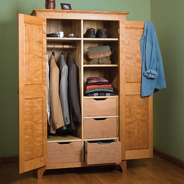 product: Woodcraft Magazine Traditional Cherry Wardrobe - Paper Plan shown