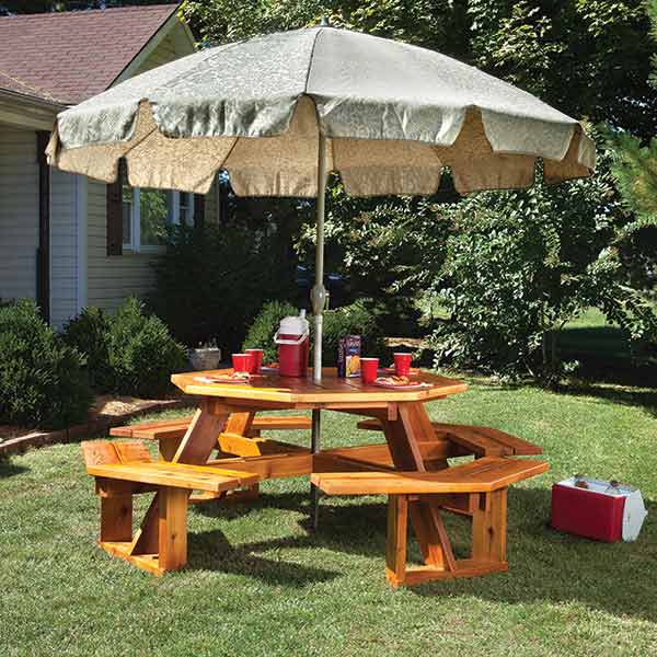 product: Woodcraft Magazine Octagonal Picnic Table w/Lazy Susan - Paper Plan shown