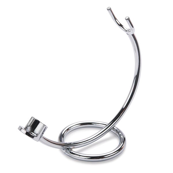 product: WoodRiver Pen and Razor Display Stand with Oval Base - Chrome shown