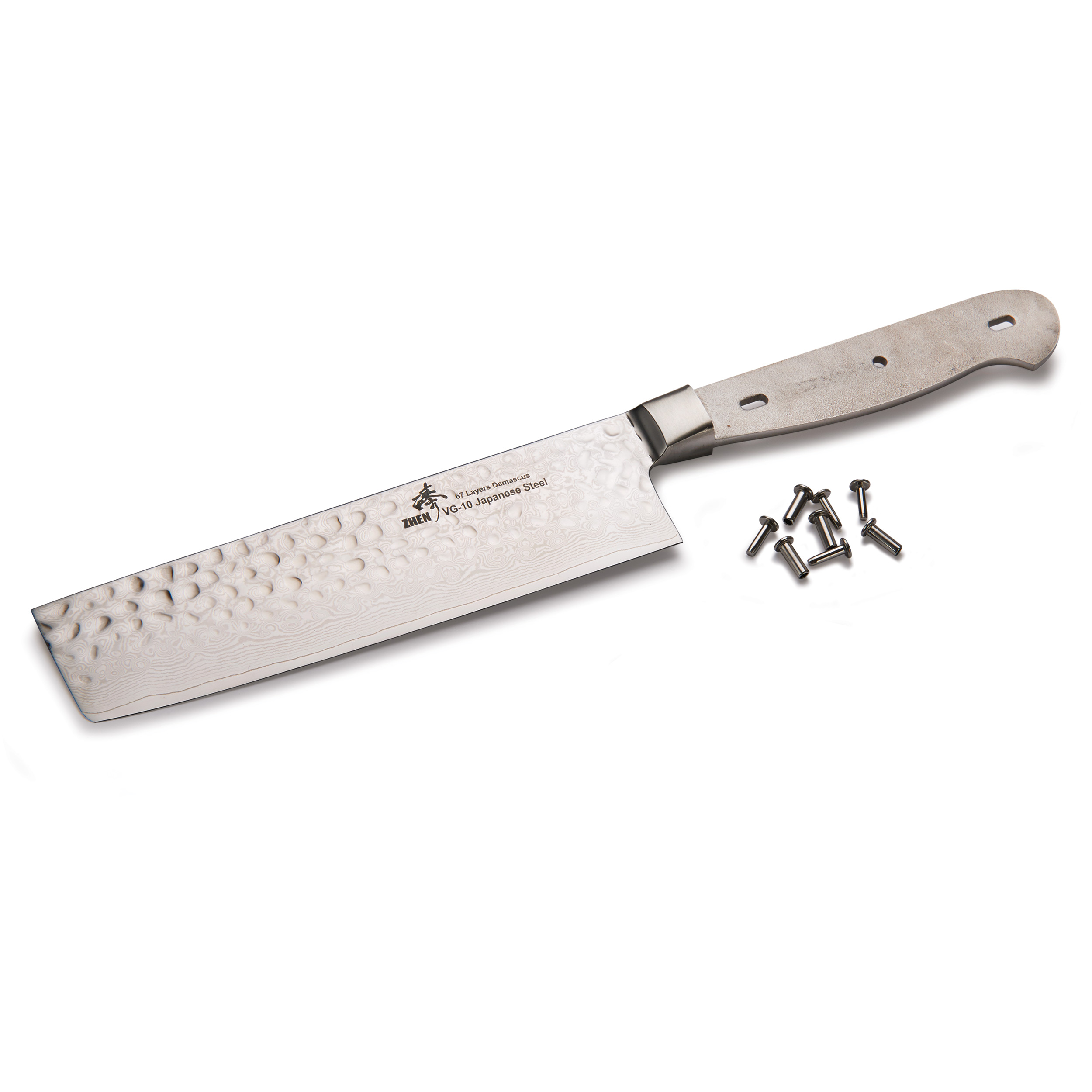 Nakiri Hammered Surface 67-layer Damascus Knife Blank 6-5/8" L X 5/64" T (170mm X 1.8mm)