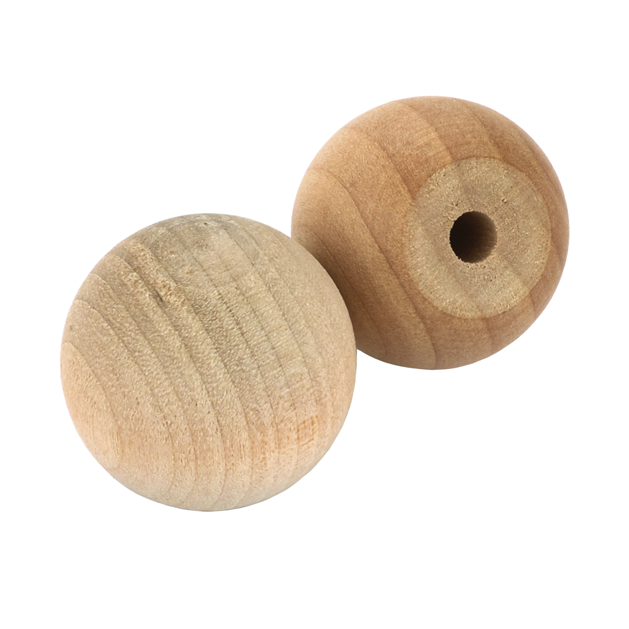 Hardwood Ball Knob, 1" Dia., Flat 1/2" W/screws 2-piece