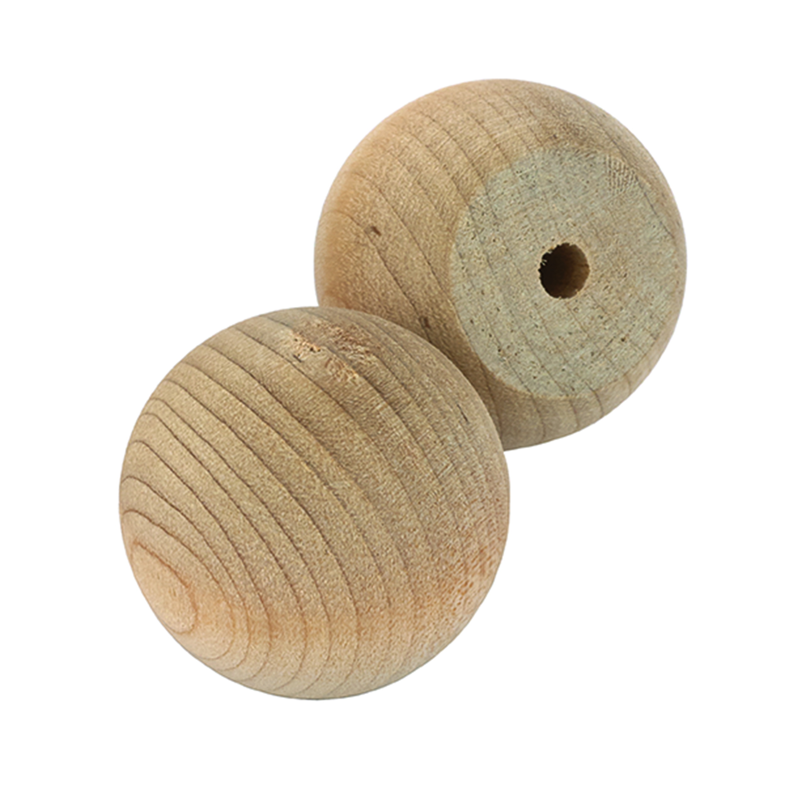 Hardwood Ball Knob, 1-1/4" Dia., Flat 3/4" W/screws 2-piece