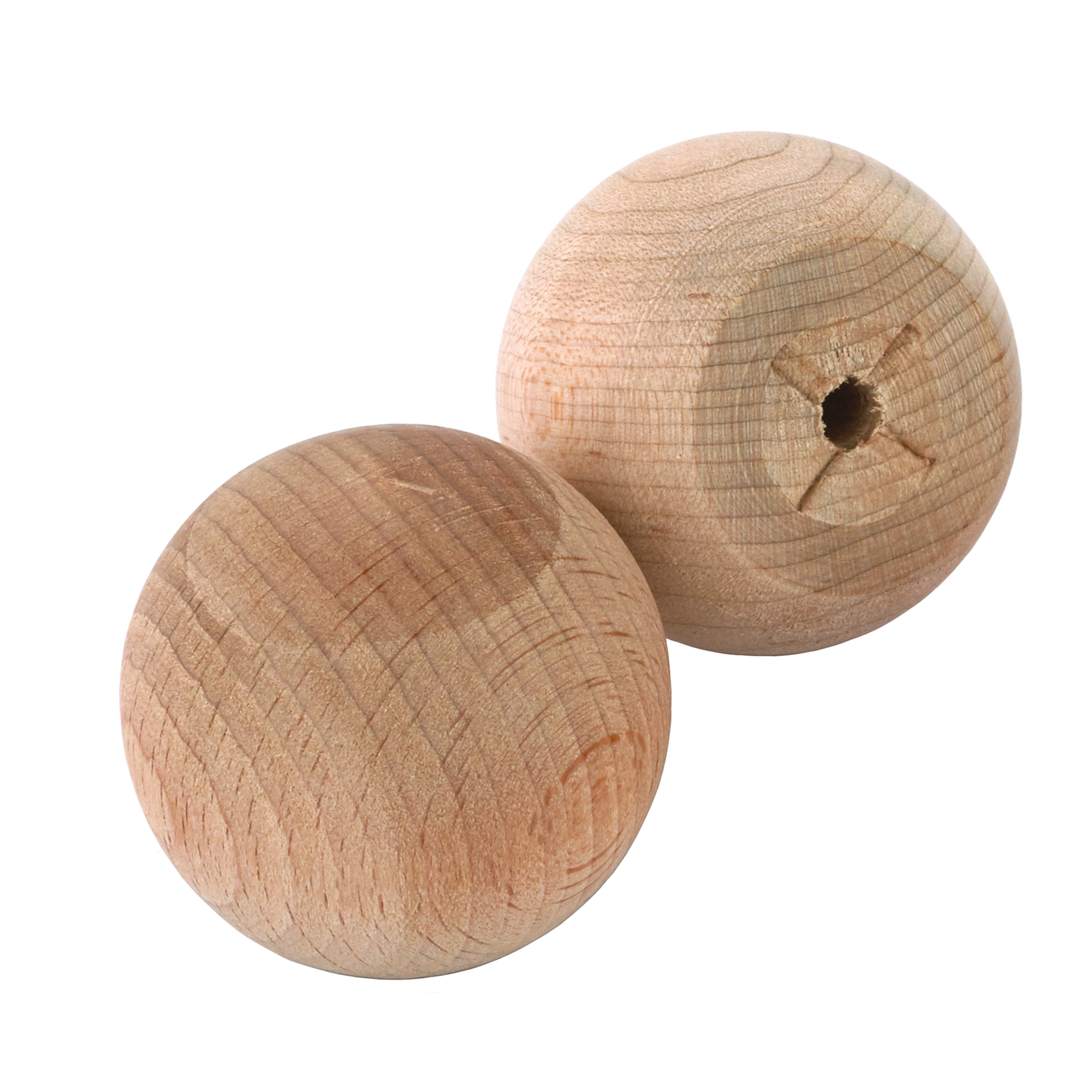 Hardwood Ball Knob, 1-1/2" Dia., Flat 1" W/screws 2-piece