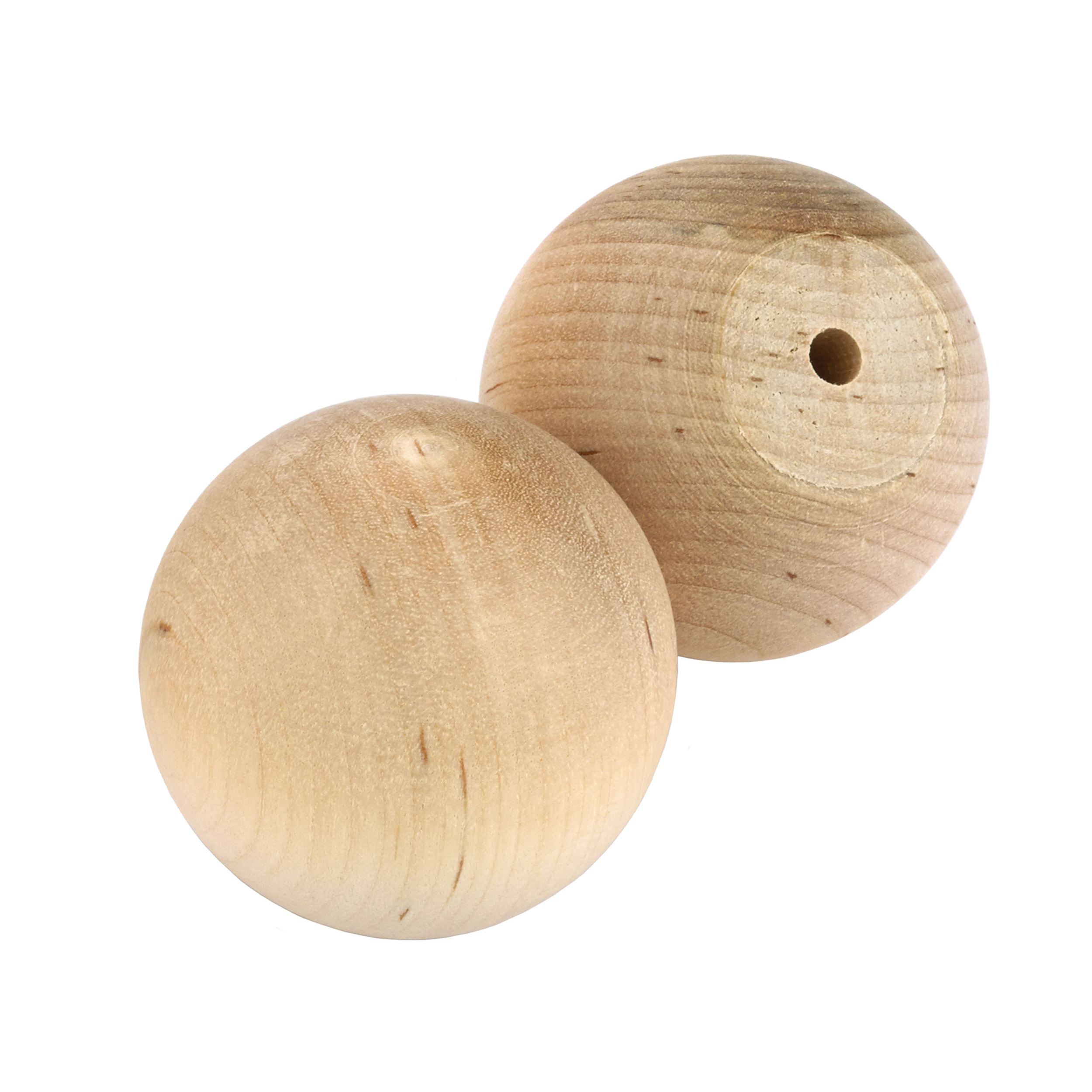 Hardwood Ball Knob, 1-3/4" Dia., Flat 3/4" W/screws 2-piece