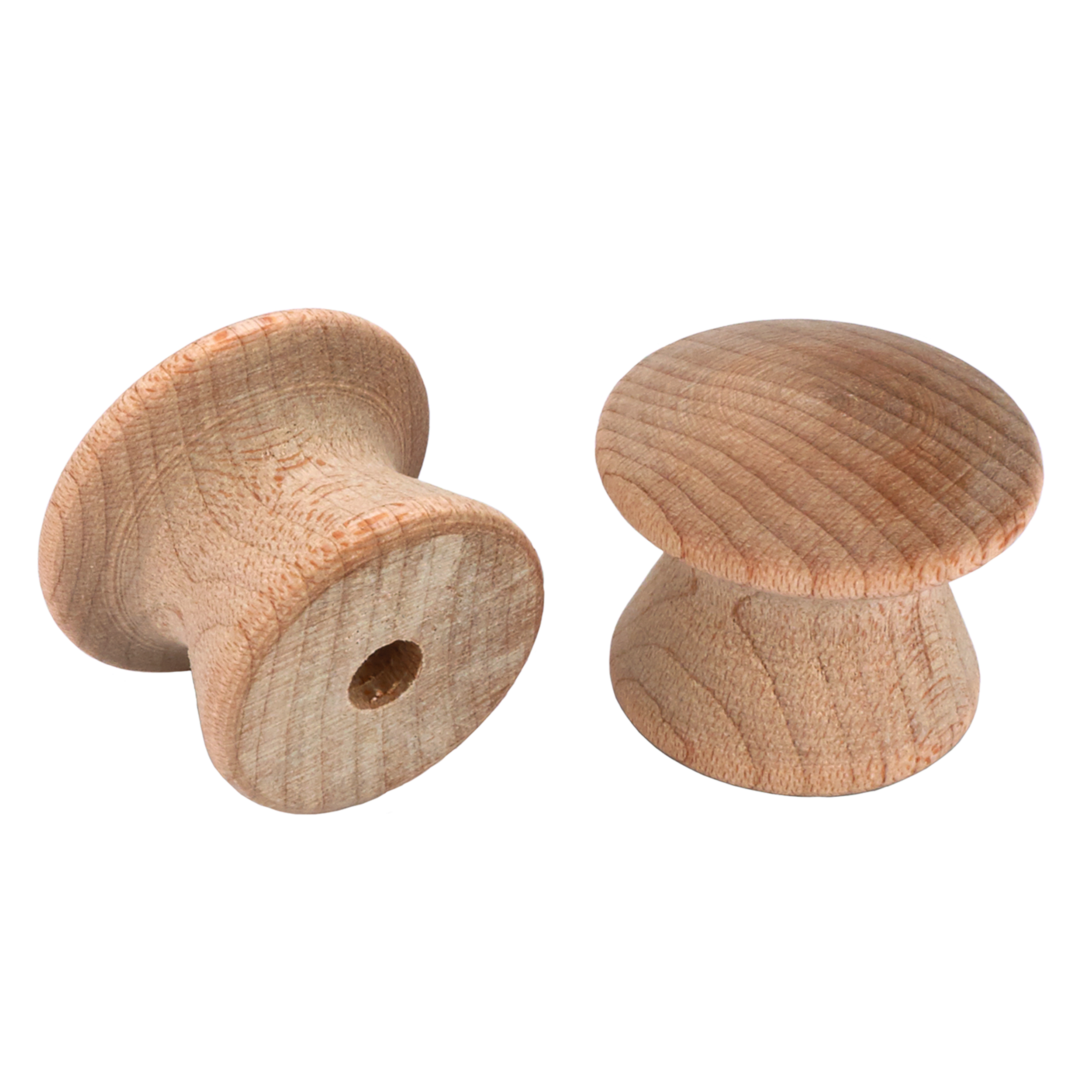 Mushroom Knob, Birch, 1" Dia., 13/16" Tall, W/screws 2-piece