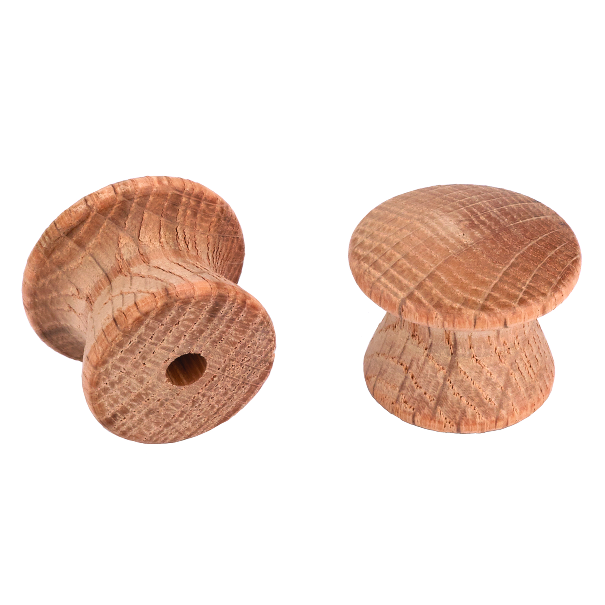 Mushroom Knob, Oak, 1" Dia., 1" Tall, W/screws 2-piece